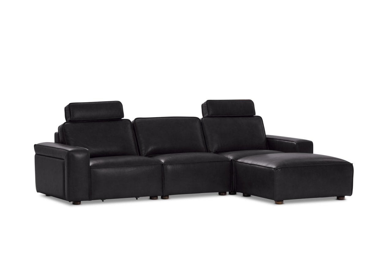 BARTELLE LEATHER 3.5 Seater Sofa with Ottoman. – image 3 of 11