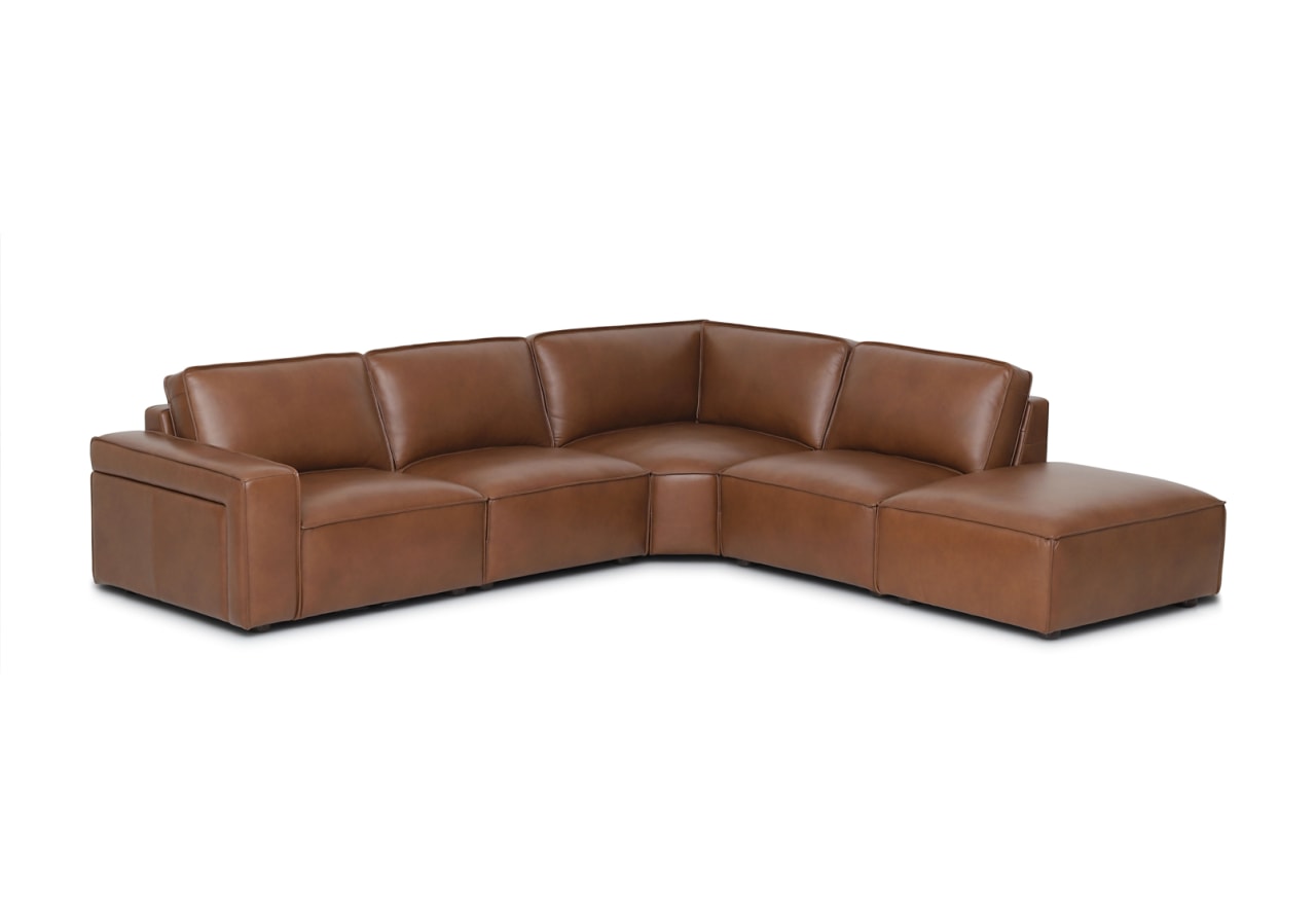 BARTELLE LEATHER 5 Piece RHF Corner Chaise – image 1 of 5