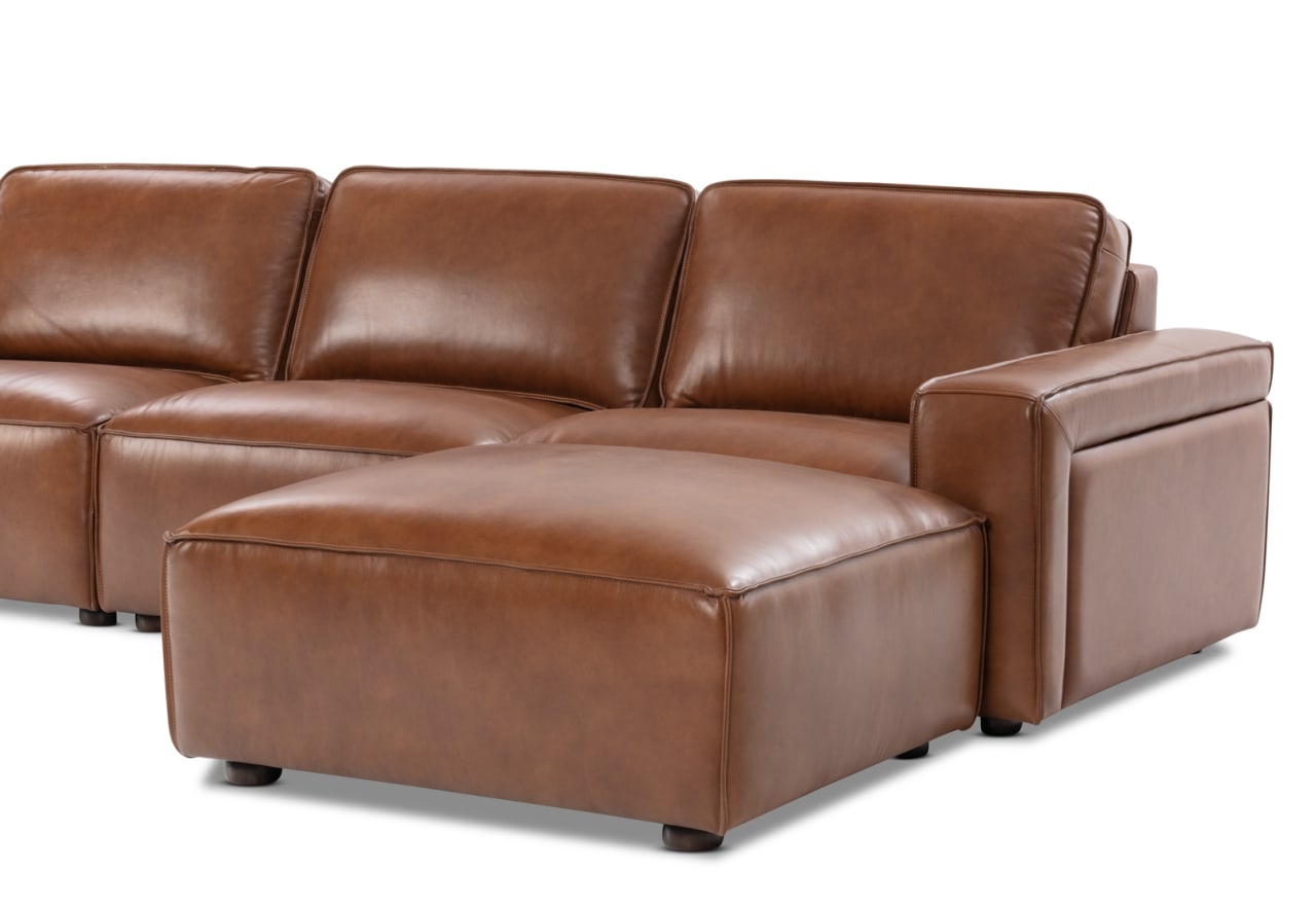 BARTELLE LEATHER 3.5 Seater Sofa with Ottoman – image 5 of 13