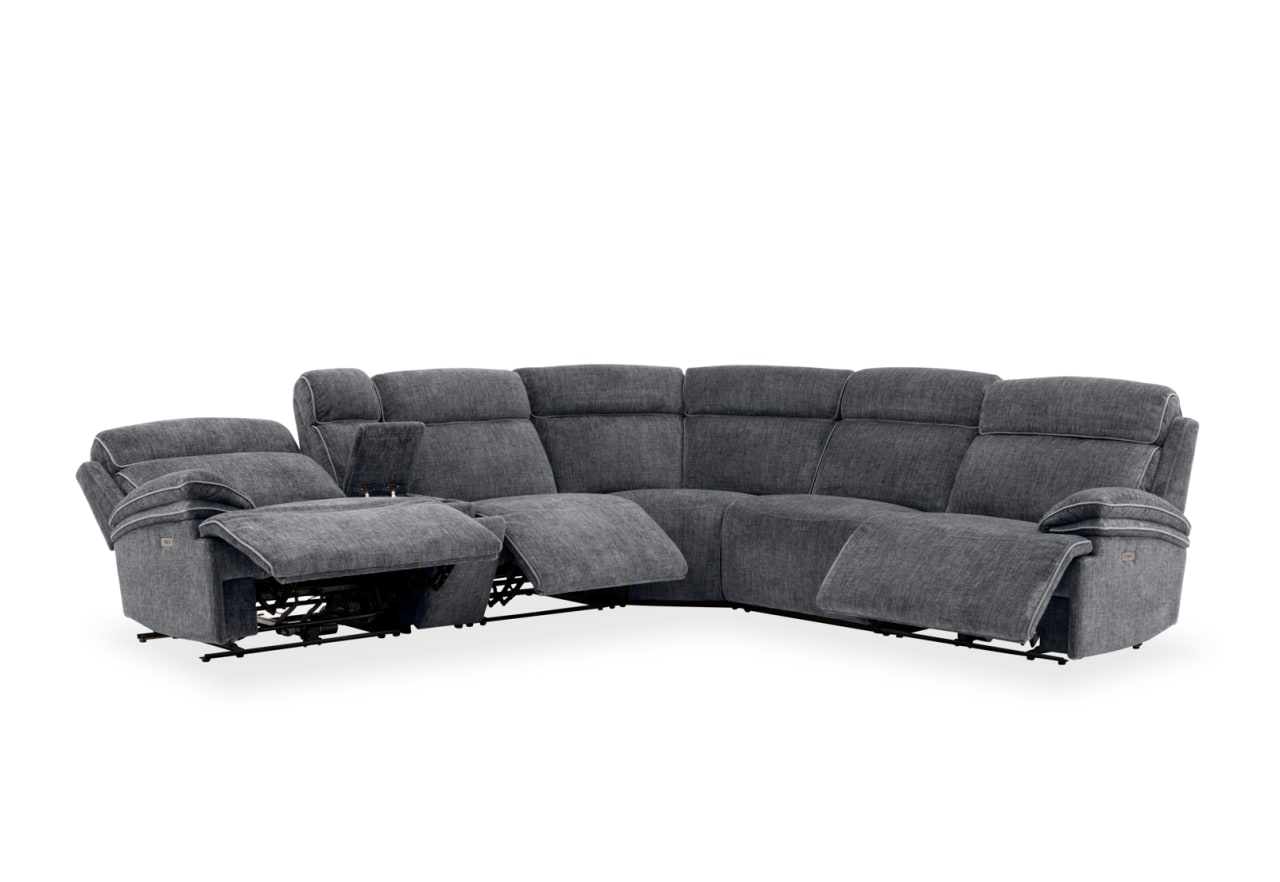 SEYMOUR FABRIC 5 Seater Corner Lounge with LHF Console – image 6 of 23