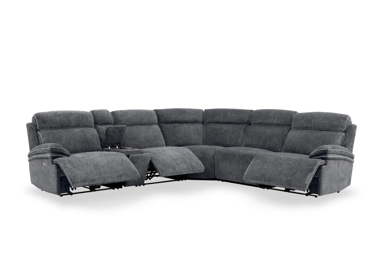 SEYMOUR FABRIC 5 Seater Corner Lounge with LHF Console – image 7 of 23
