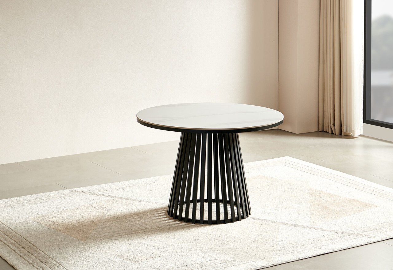 MCGUIRE White/Black 1100 Round Dining Table – image 5 of 5