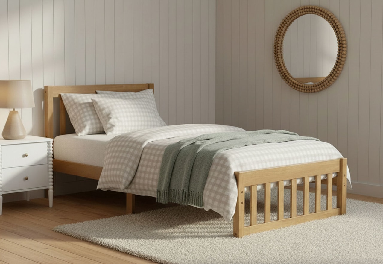 HAY RIVER Light Oak Single Bed – image 1 of 5