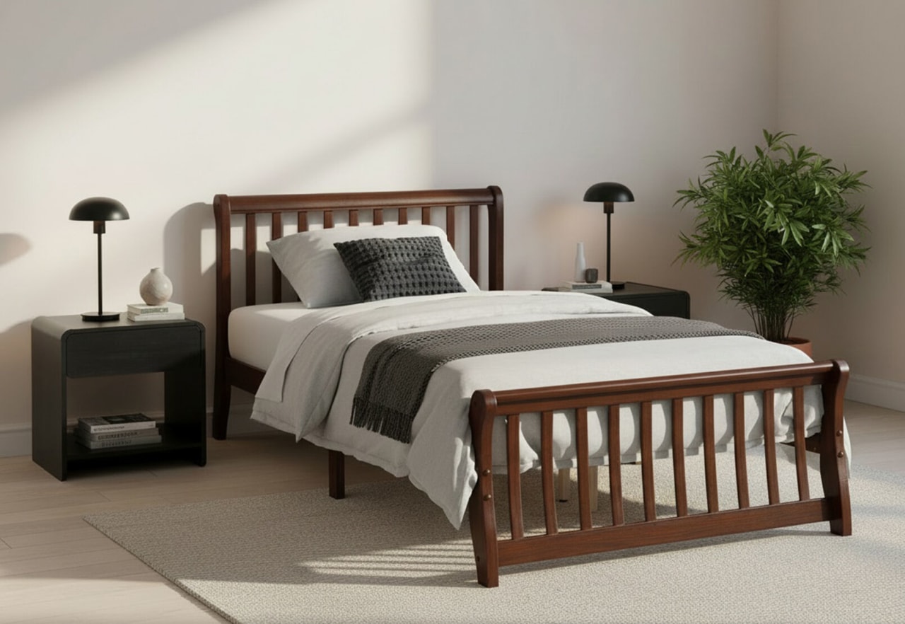 SABADELL Walnut King Single Bed – image 1 of 5