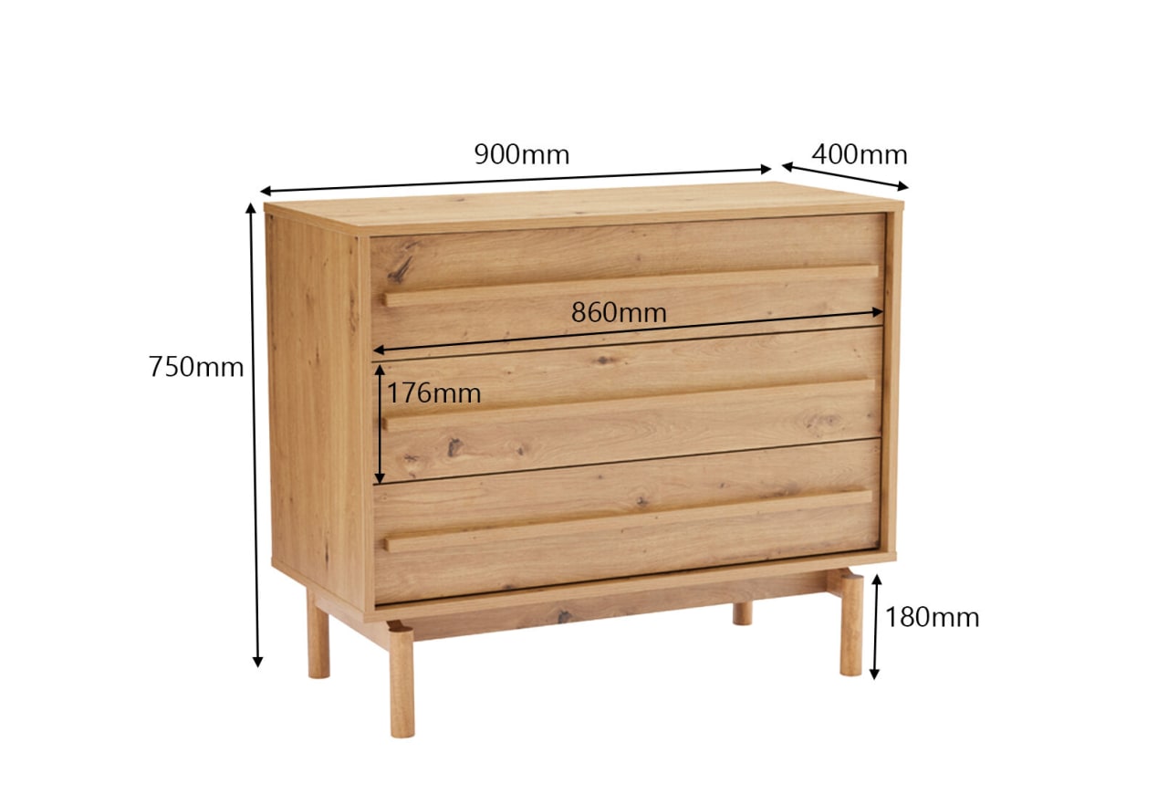 GOLDEN 3 Drawer Low Tall Chest – image 8 of 8