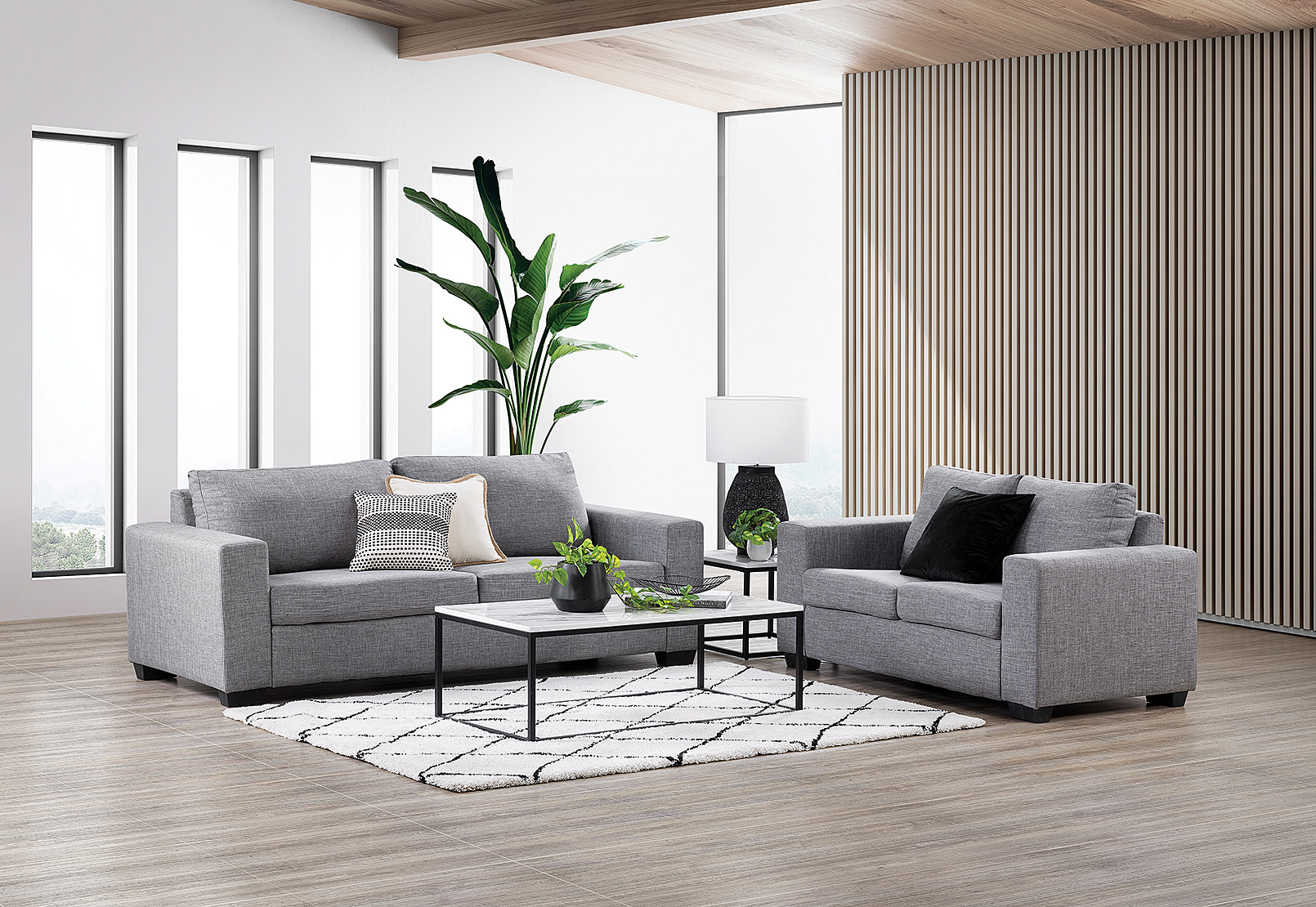 BONZA Fabric Sofa Pair – image 2 of 2