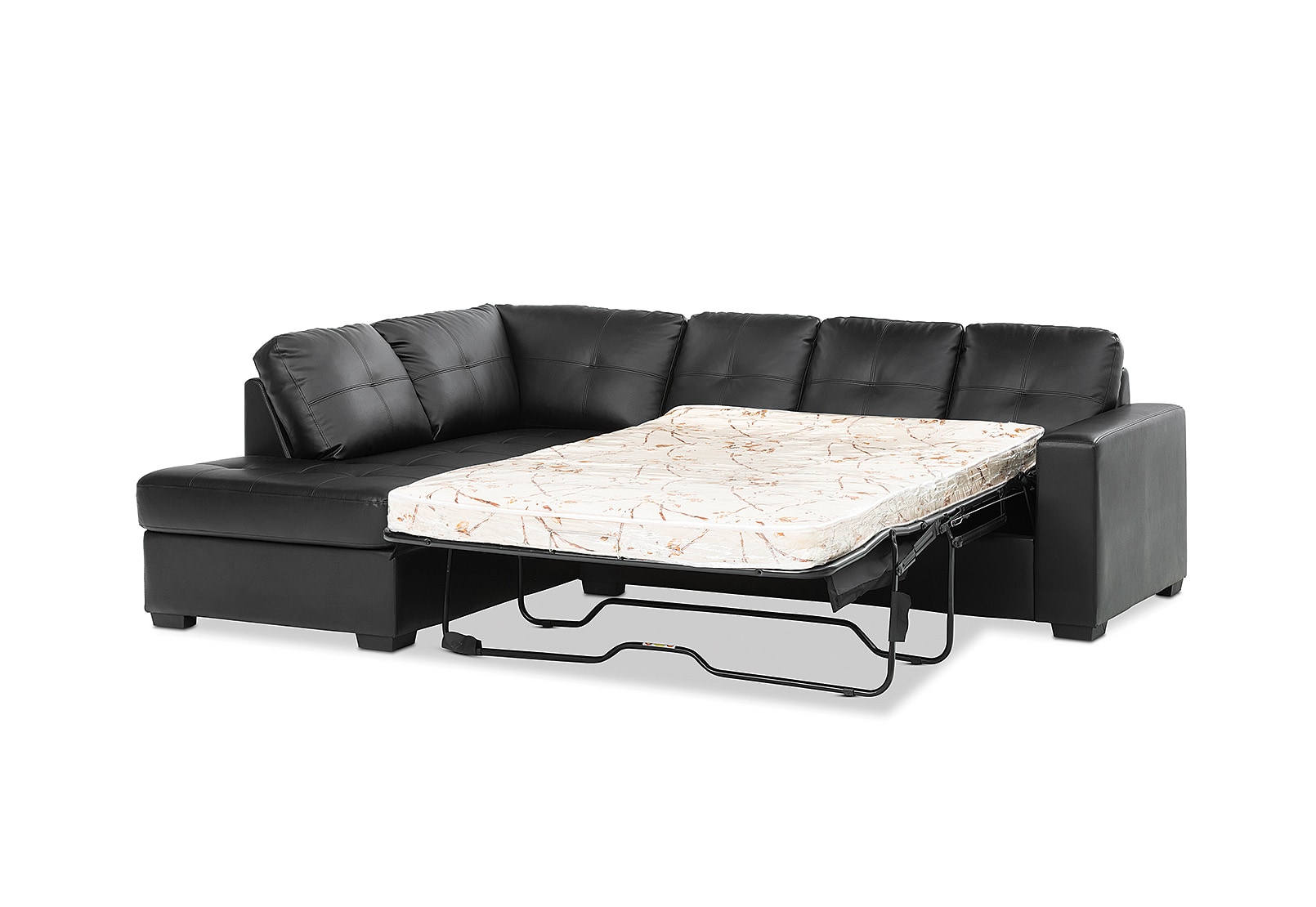 DIAMOND Leather-Look Left-Hand Facing Corner Chaise with Sofa Bed – image 6 of 10