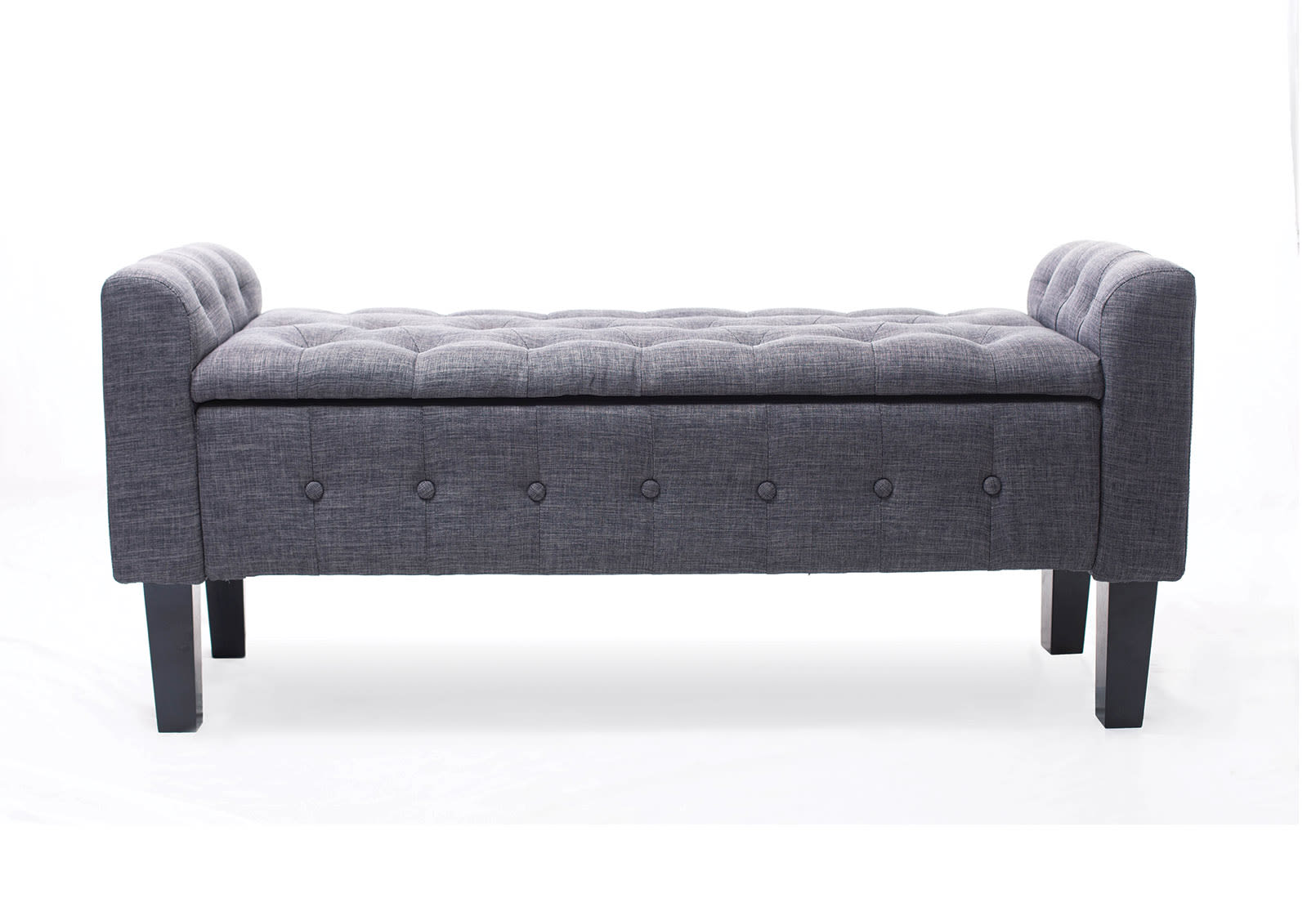 REIGN Grey Upholstered Storage Bench – image 2 of 5