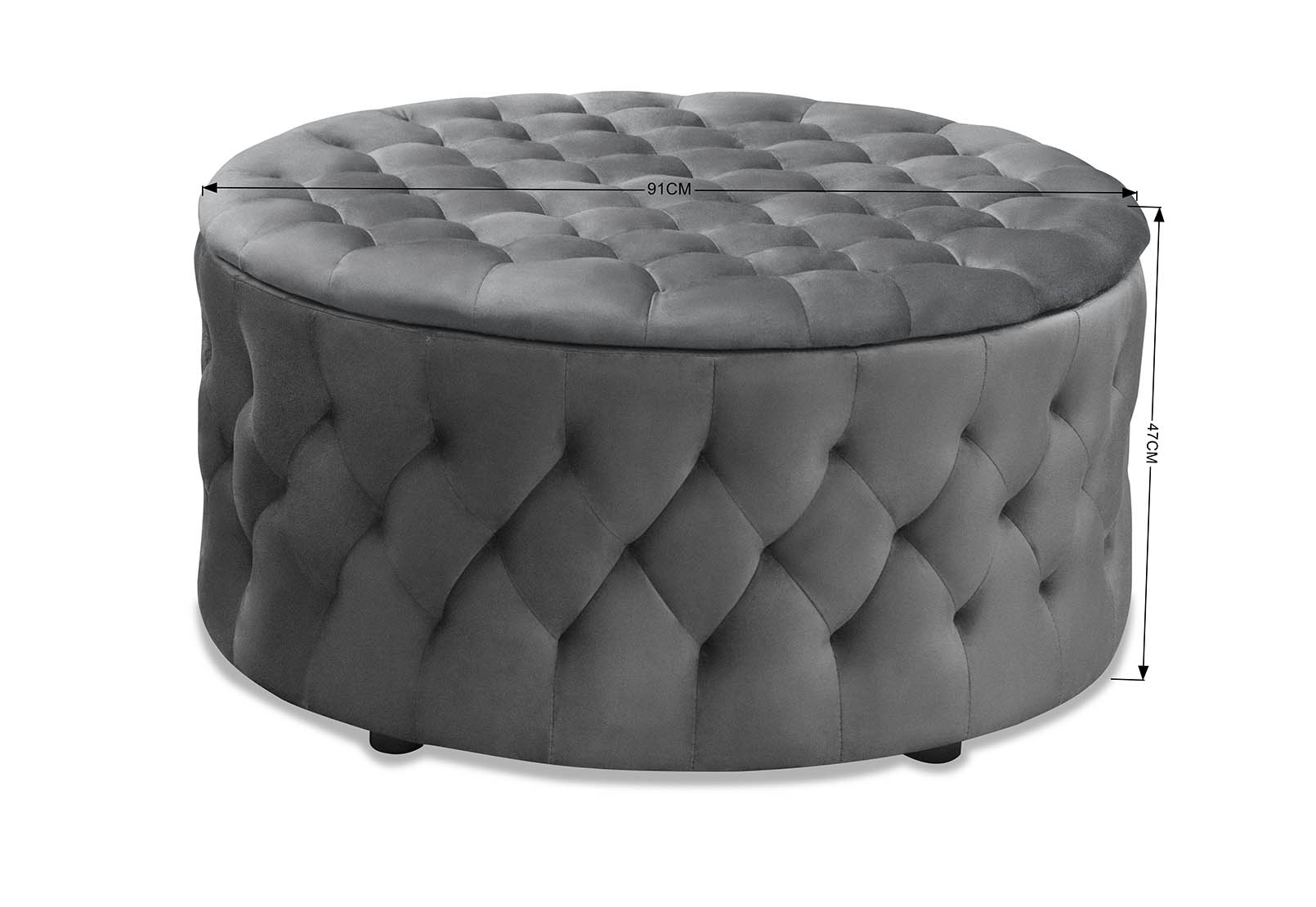 THORNBURY Grey 900 Round Ottoman – image 6 of 7