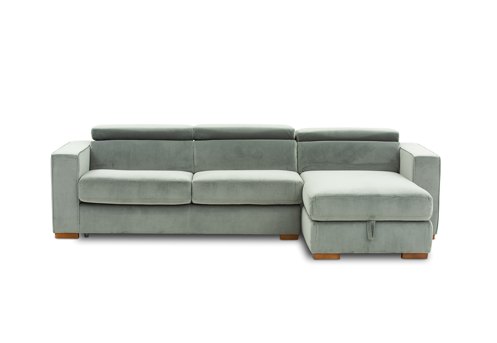 ANGUS VELVET RHF 3 Seater Chs with Sof/Bed (Fab) (2Ctn) – image 1 of 11