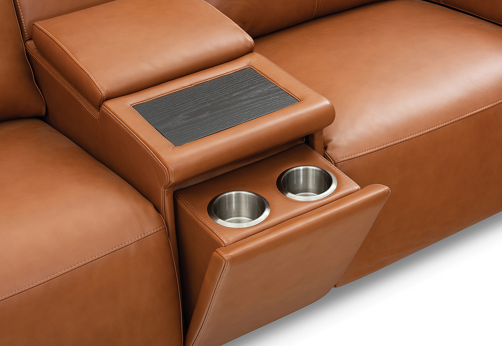 ARISTOTLE Leather 2 Seater Sofa with Console and 2 Inbuilt Electric Recliners – image 19 of 24