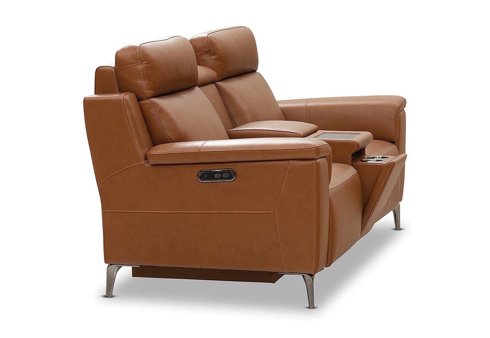 ARISTOTLE Leather 2 Seater Sofa with Console and 2 Inbuilt Electric Recliners – image 21 of 24