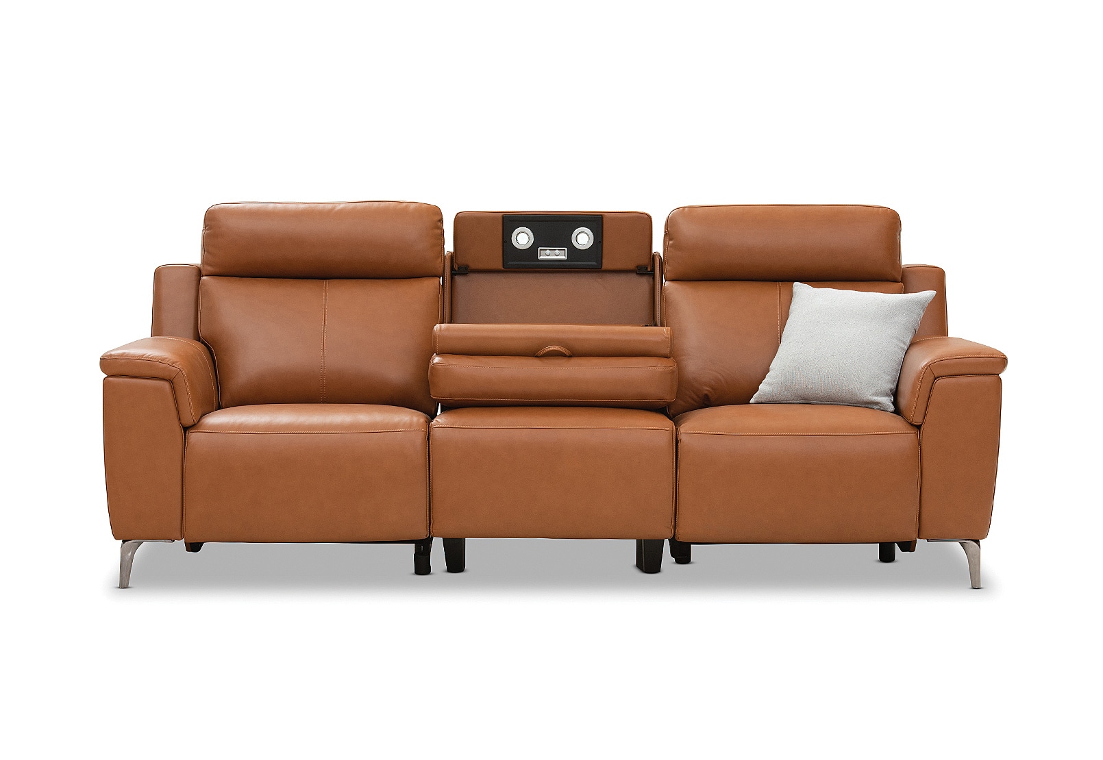 ARISTOTLE Leather 3 Seater Sofa with 2 Inbuilt Electric Recliners – image 4 of 19