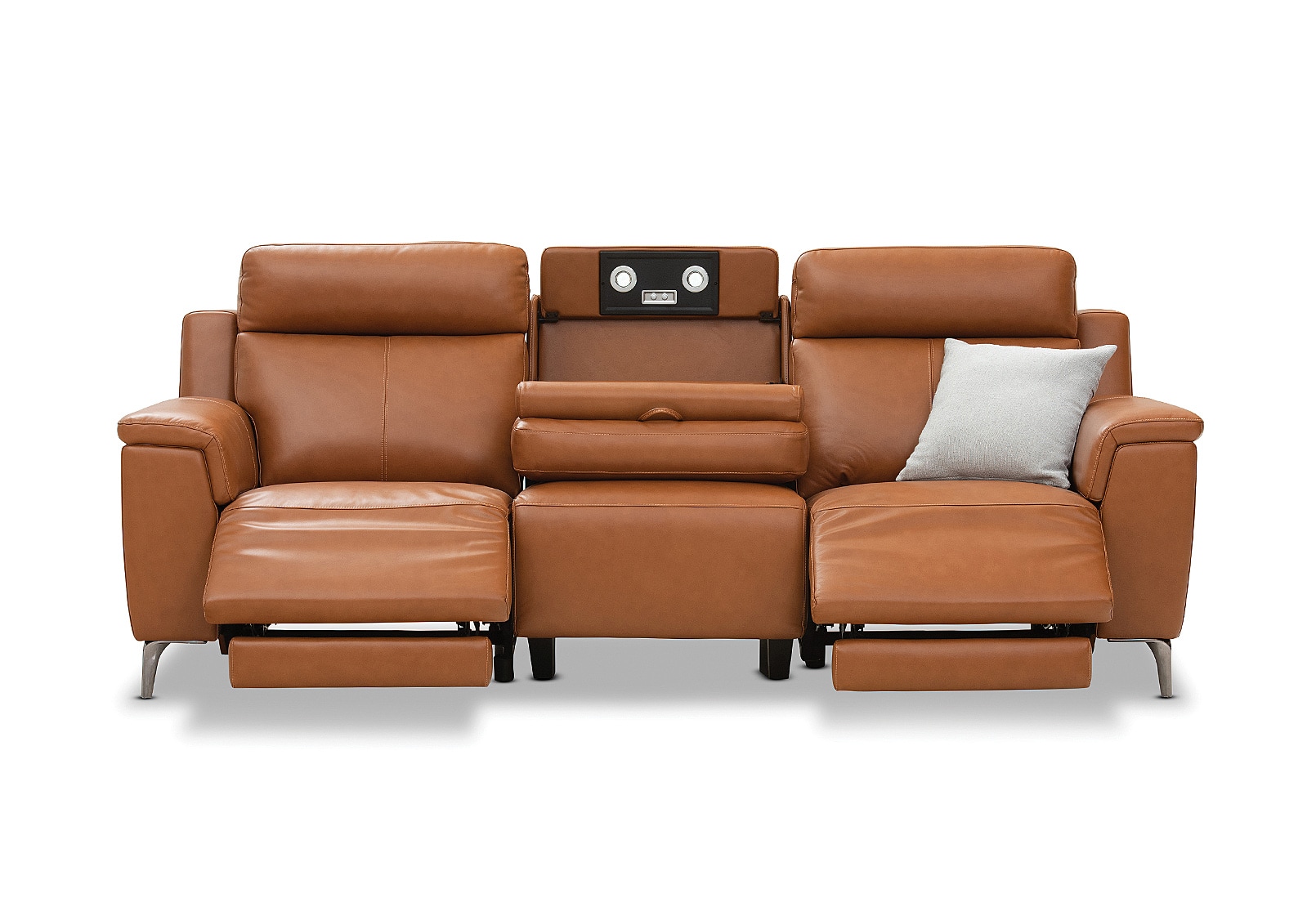 ARISTOTLE Leather 3 Seater Sofa with 2 Inbuilt Electric Recliners – image 6 of 19