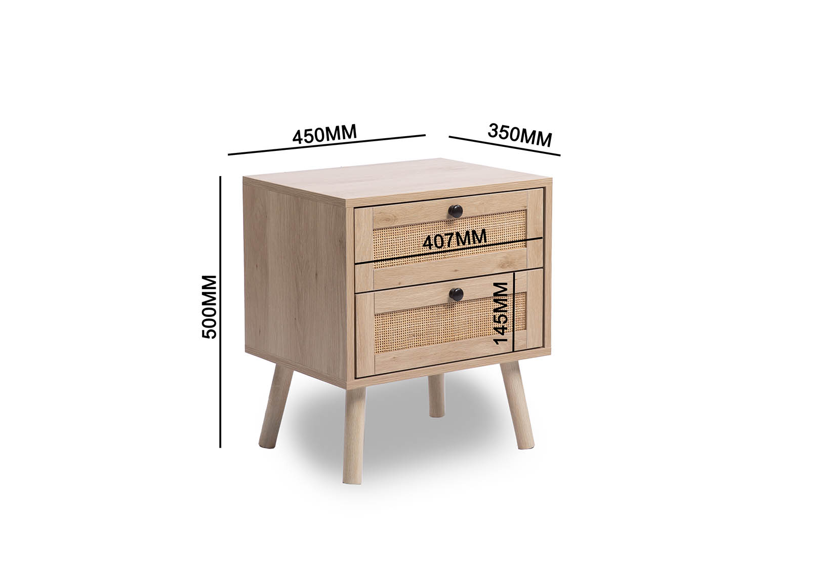 DAVILA Natural 2 Drawer Bedside – image 7 of 7