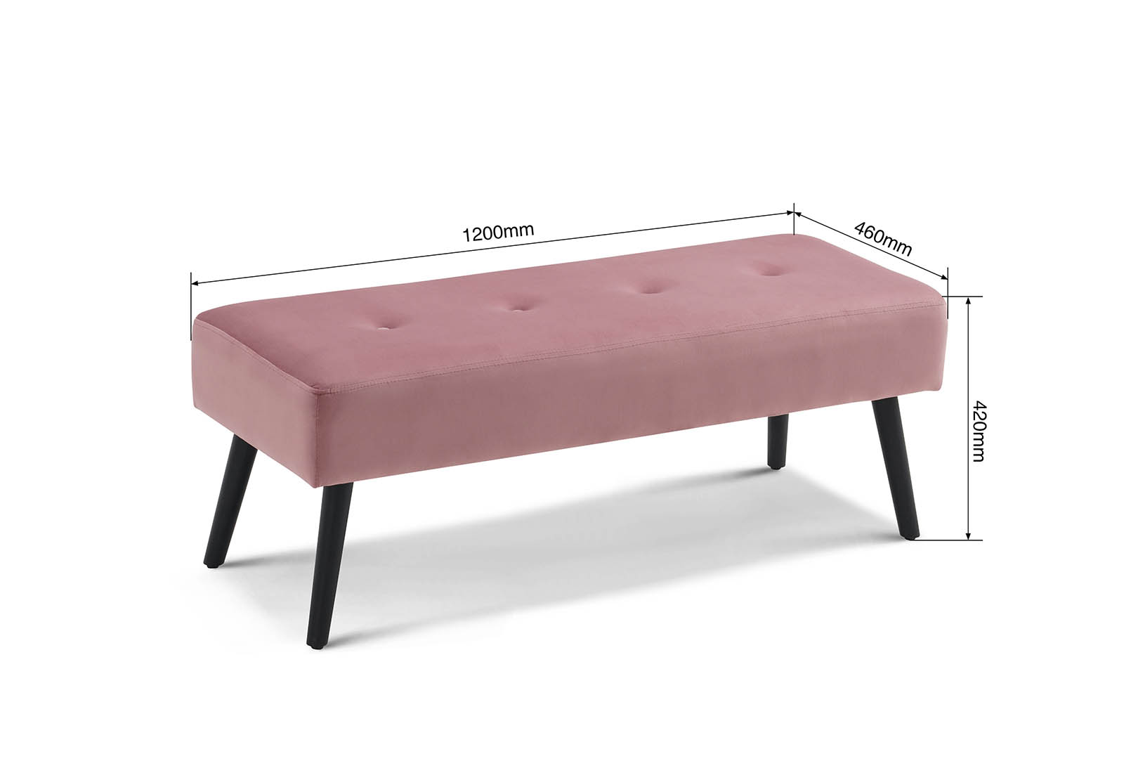 ARBOR Pink Upholstered Bench – image 3 of 4
