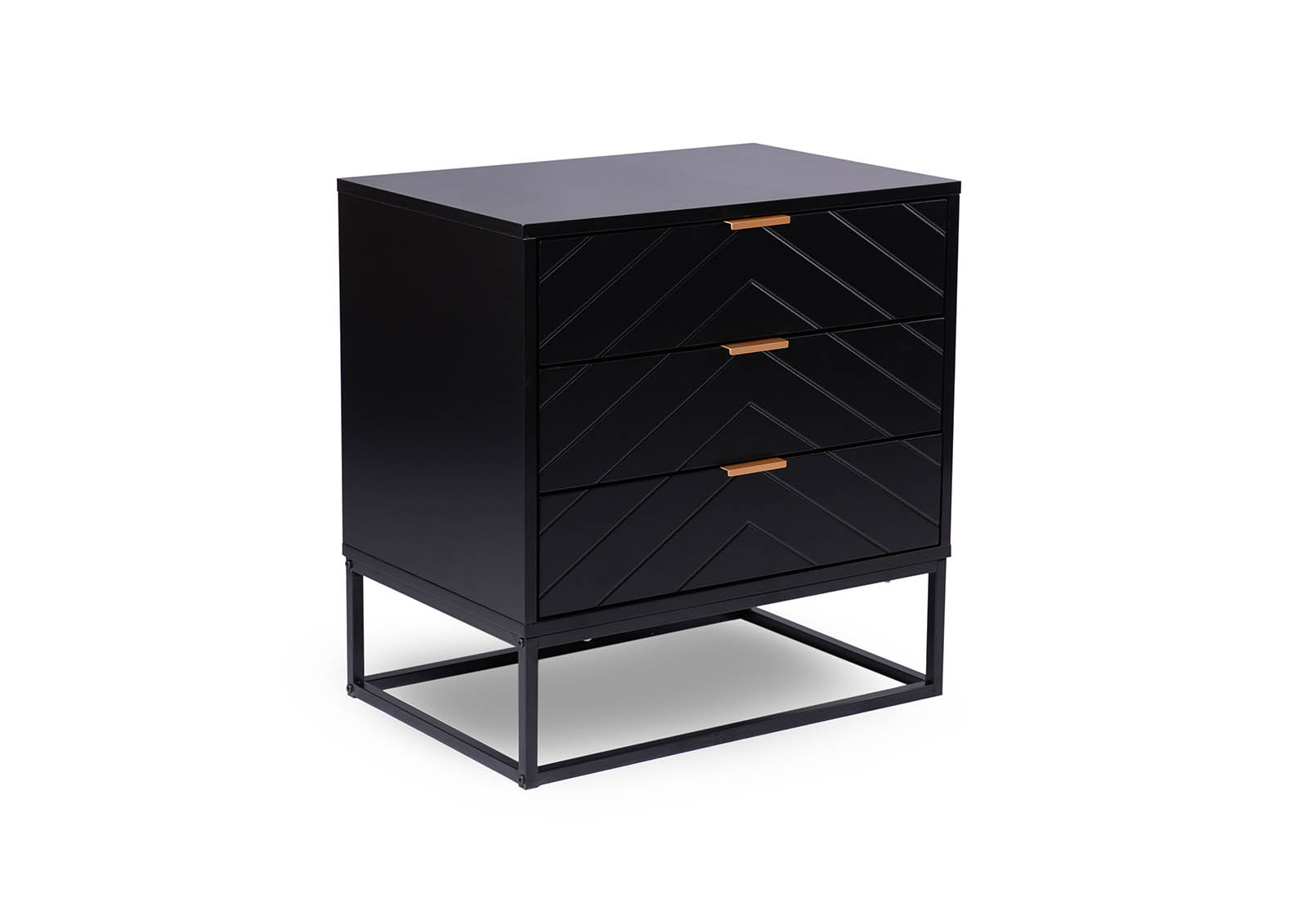 HARDING Black 3 Drawer Bedside – image 3 of 7