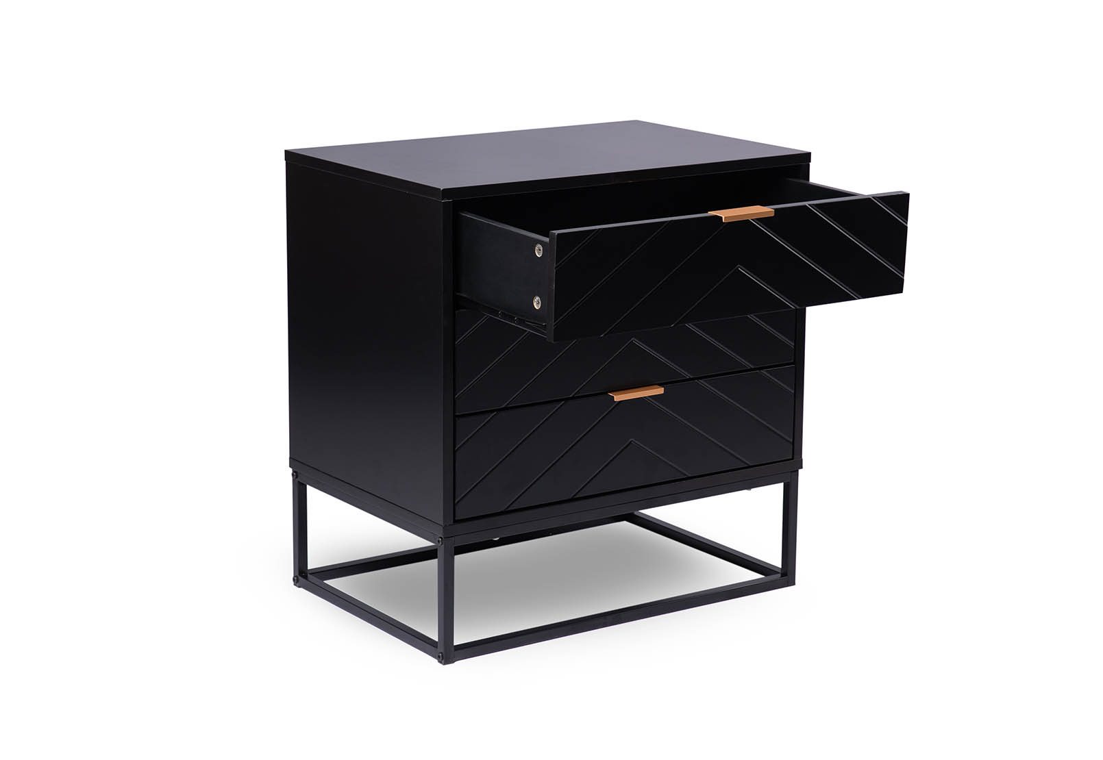 HARDING Black 3 Drawer Bedside – image 4 of 7