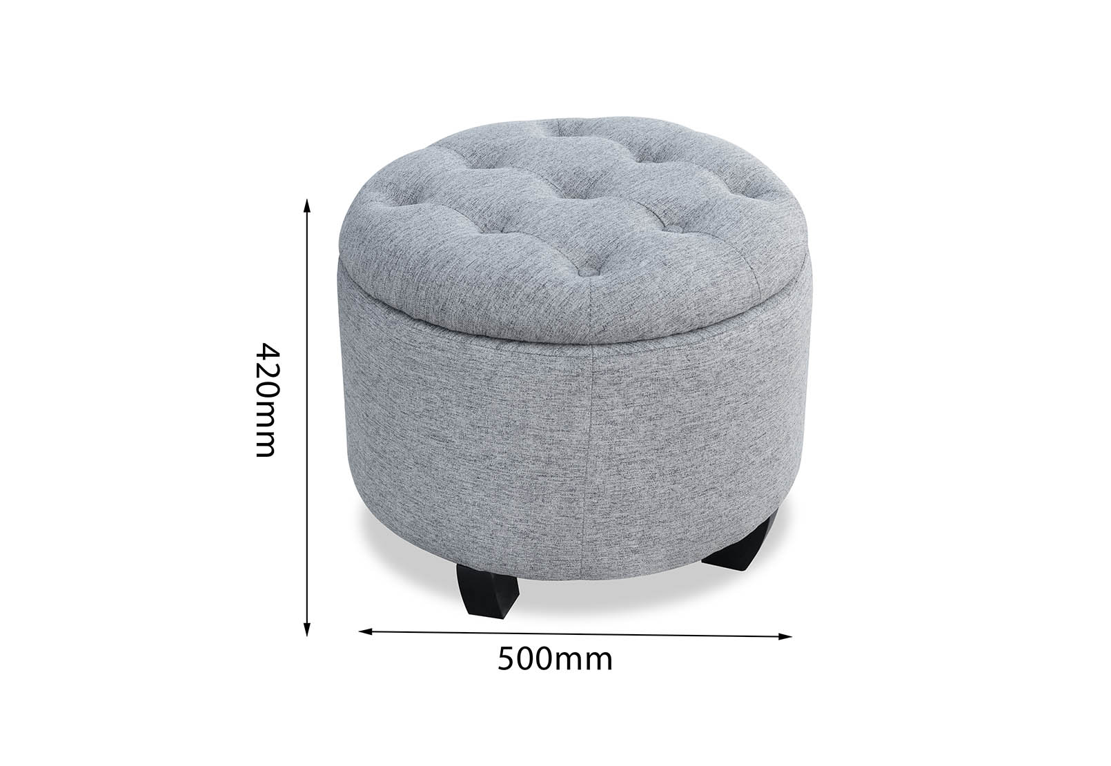 THORNBURY Light Grey 500 Round Ottoman – image 2 of 3