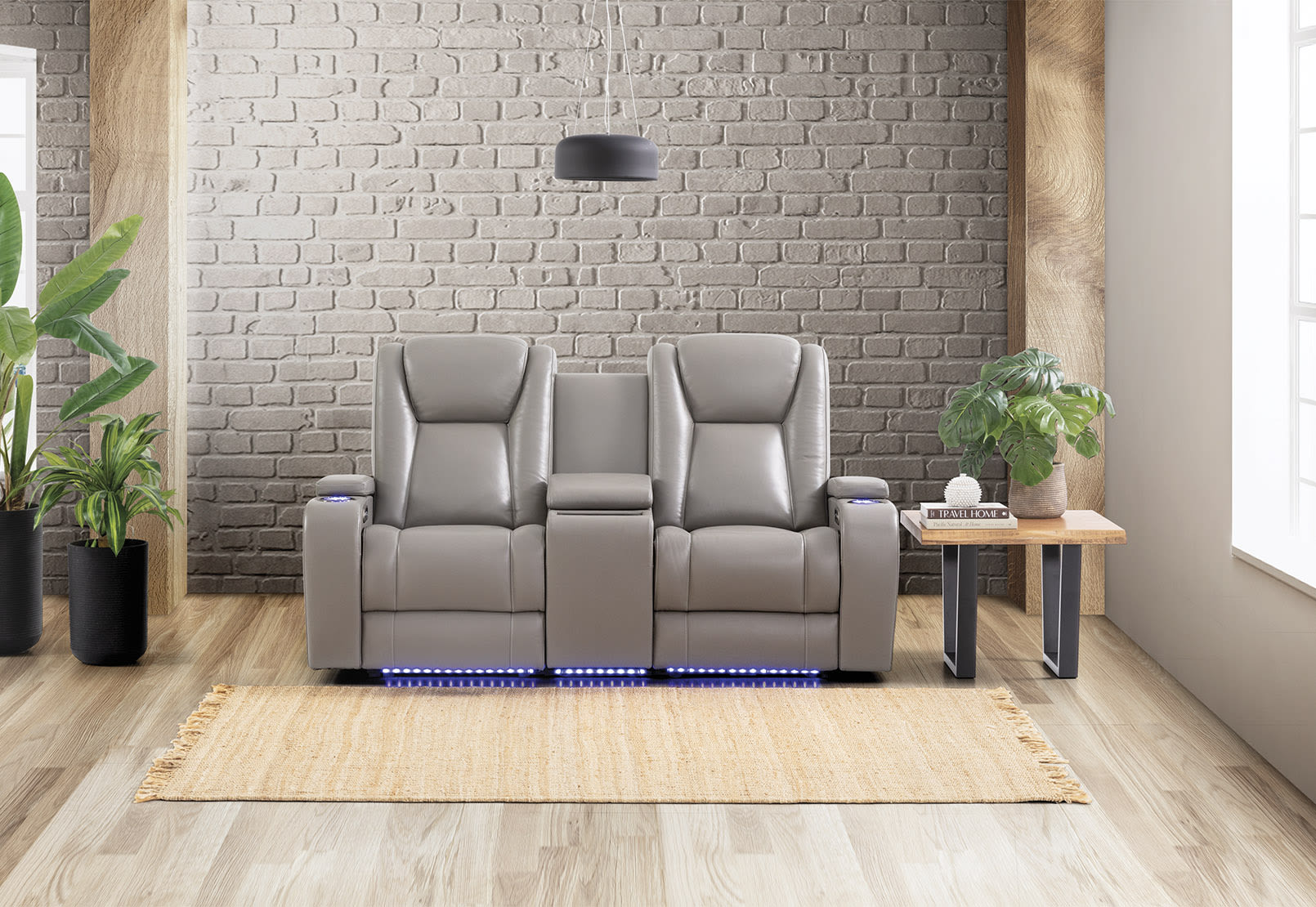 SENTINAL MK2 LEATHER 2 Seater with 2 Electric Recliners and Console – image 1 of 21