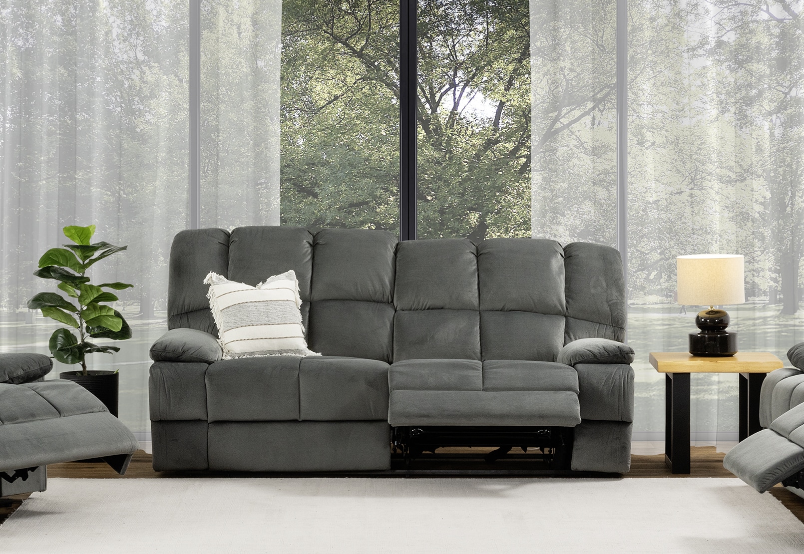 LEBRON FABRIC 3 Seater with 2 inbuilt Recliners – image 15 of 16
