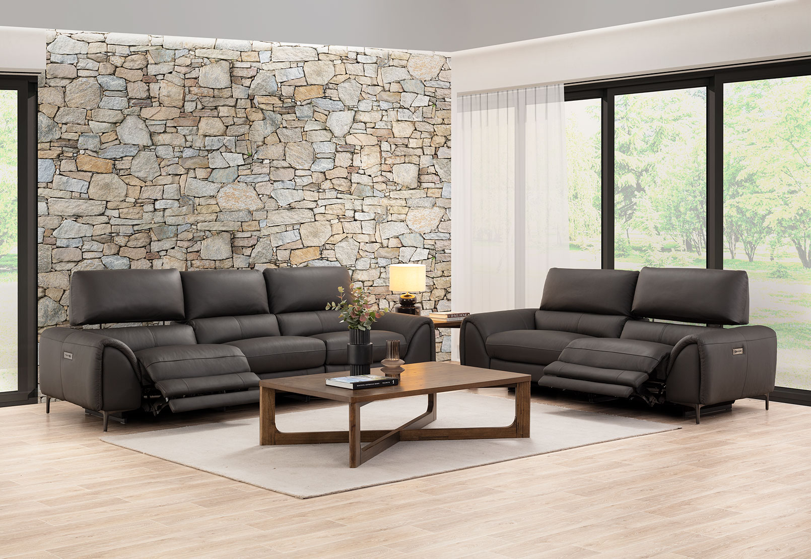 DOMINICO LEATHER 3 Seater with 2 inbuilt Electric Recliners – image 13 of 18