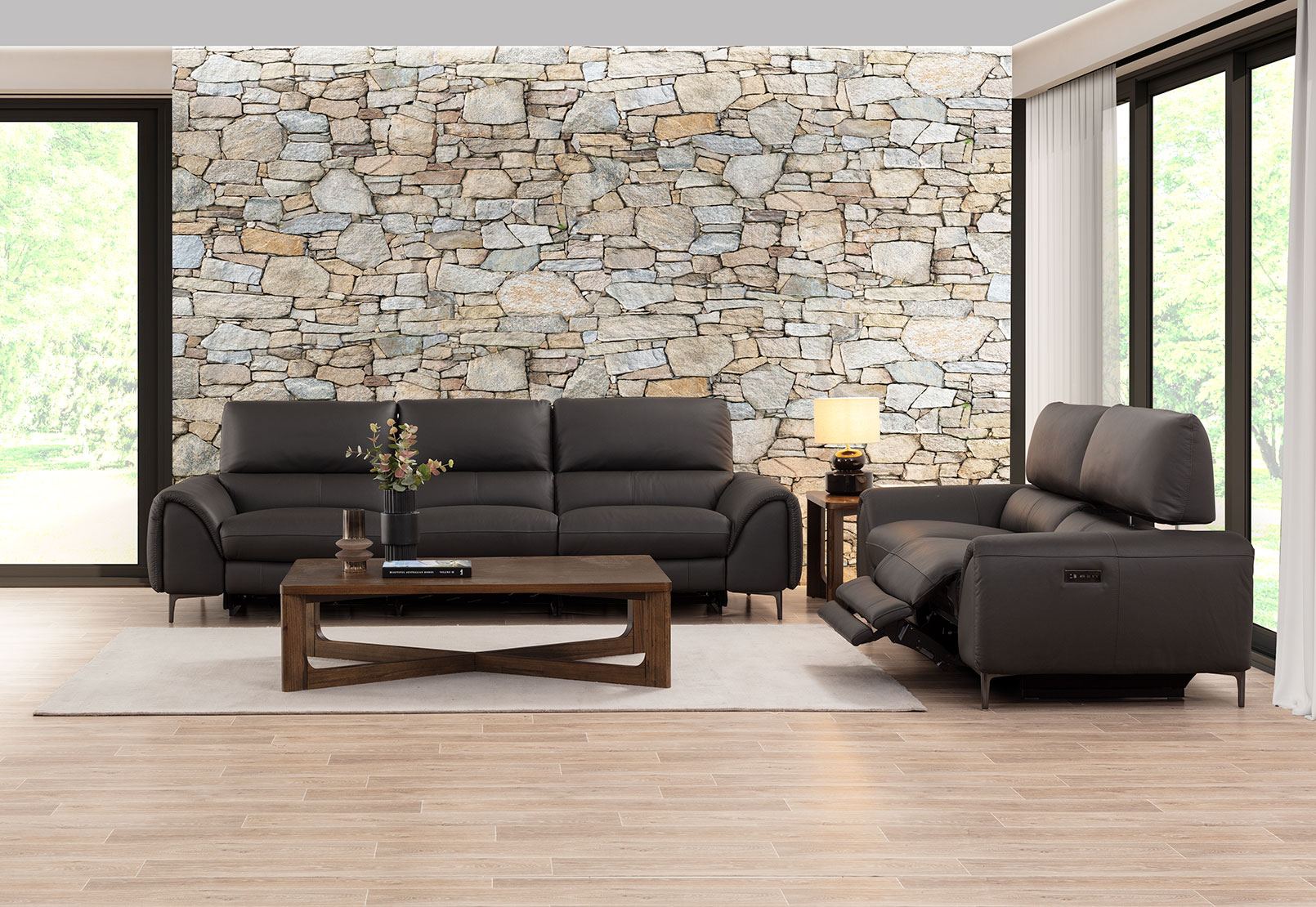 DOMINICO LEATHER 3 Seater with 2 inbuilt Electric Recliners – image 16 of 18