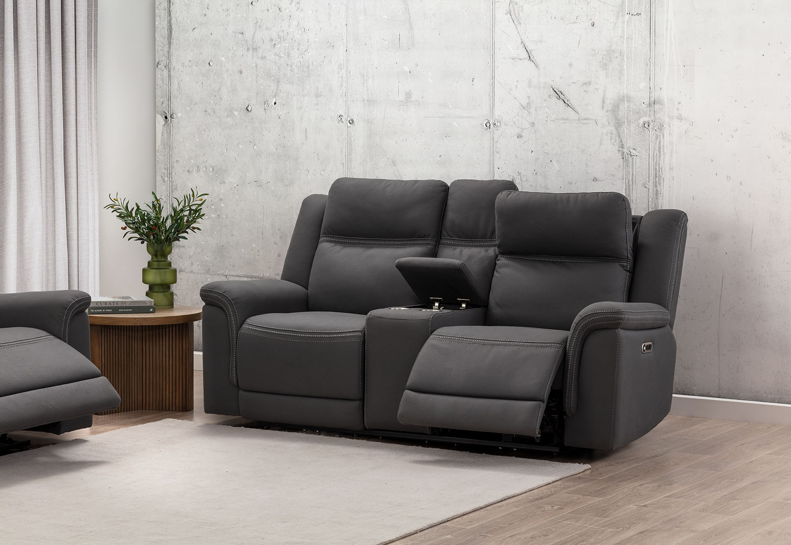 WOLFGANG FABRIC 2 Seater Sofa with 2 Inbuilt Electric Recliners and Console – image 25 of 26