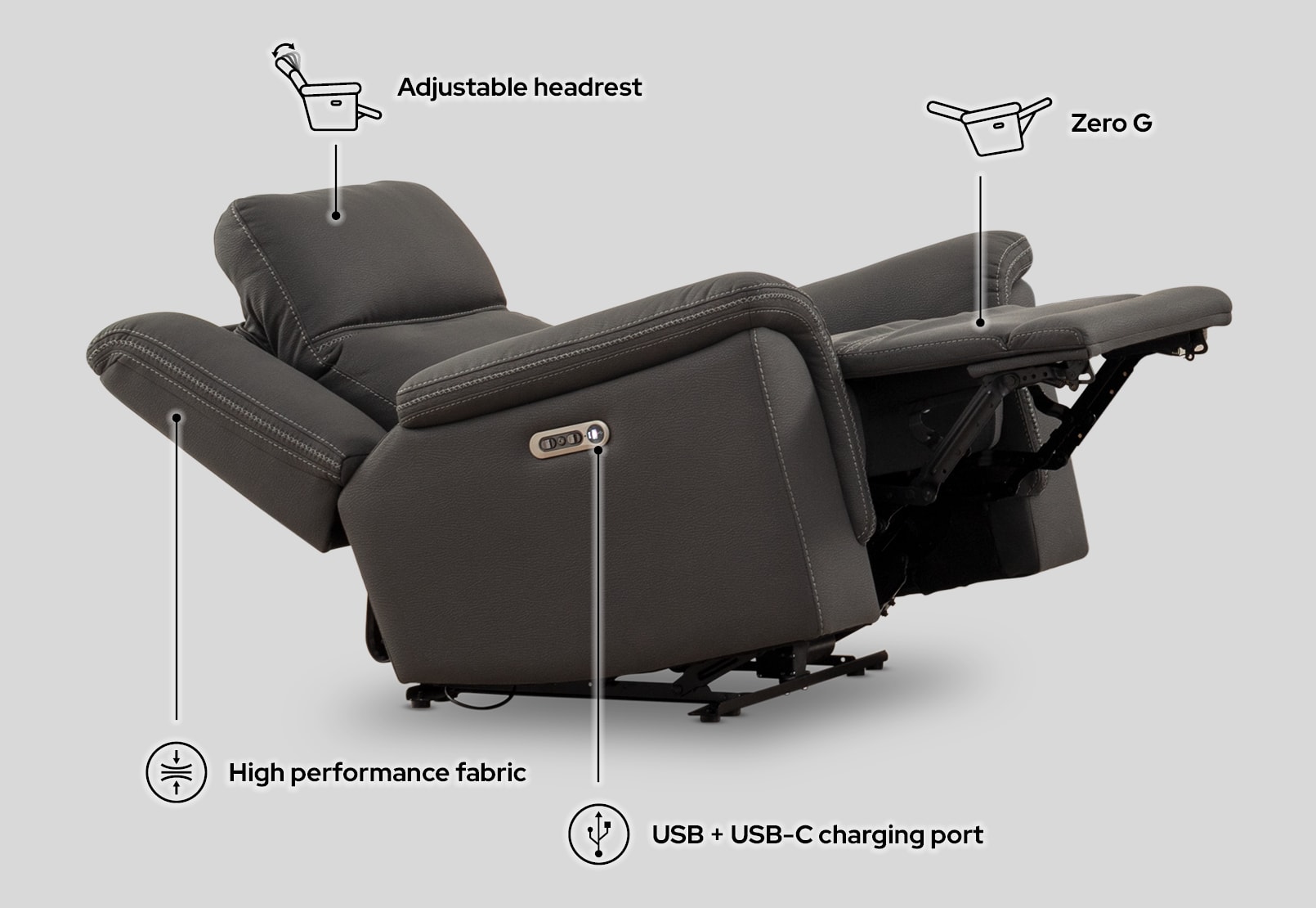 WOLFGANG FABRIC 2.5 Seater Electric Recliner – image 22 of 22