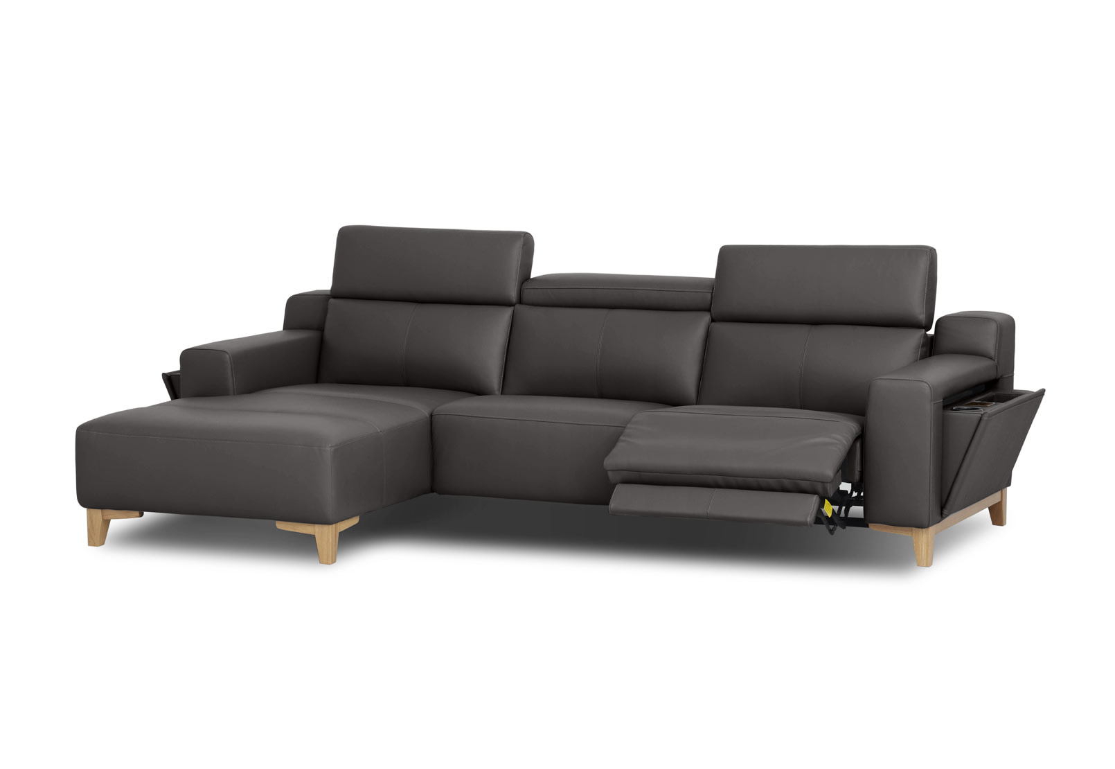 GAGE LEATHER 3S with Inbuilt Electric Recliner and LHF Chaise – image 3 of 5