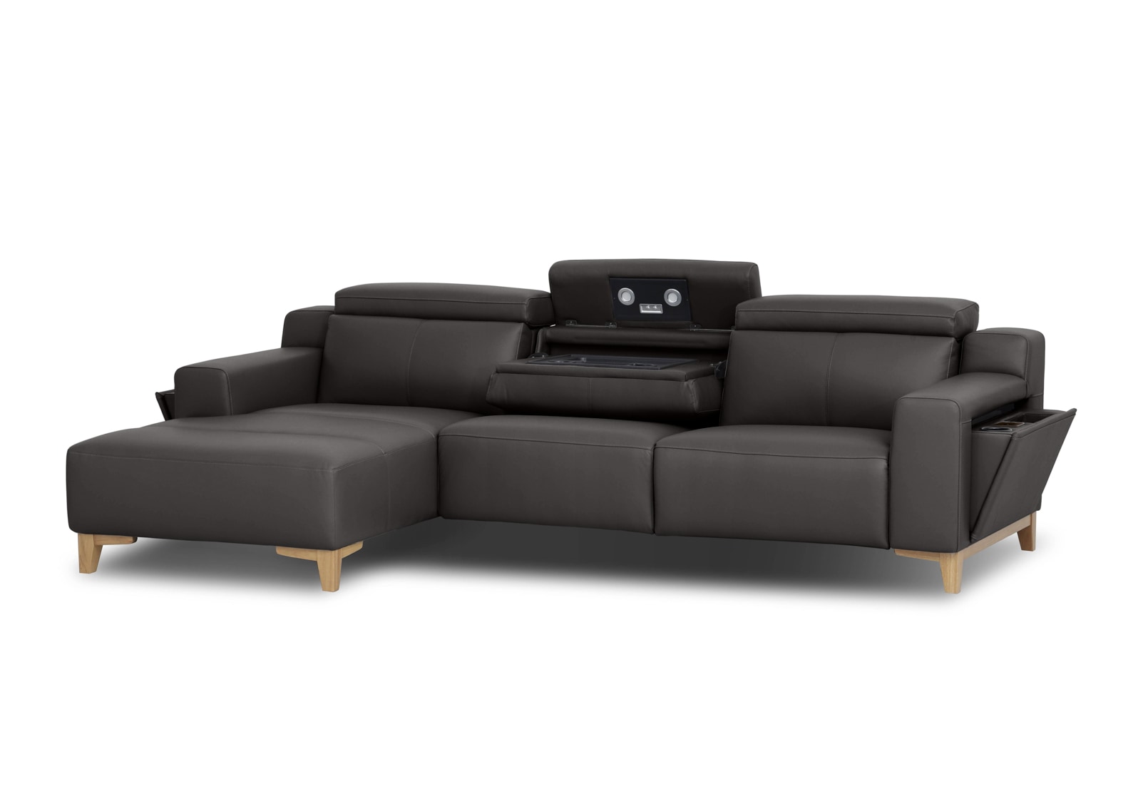 GAGE LEATHER 3S with Inbuilt Electric Recliner and LHF Chaise – image 4 of 5