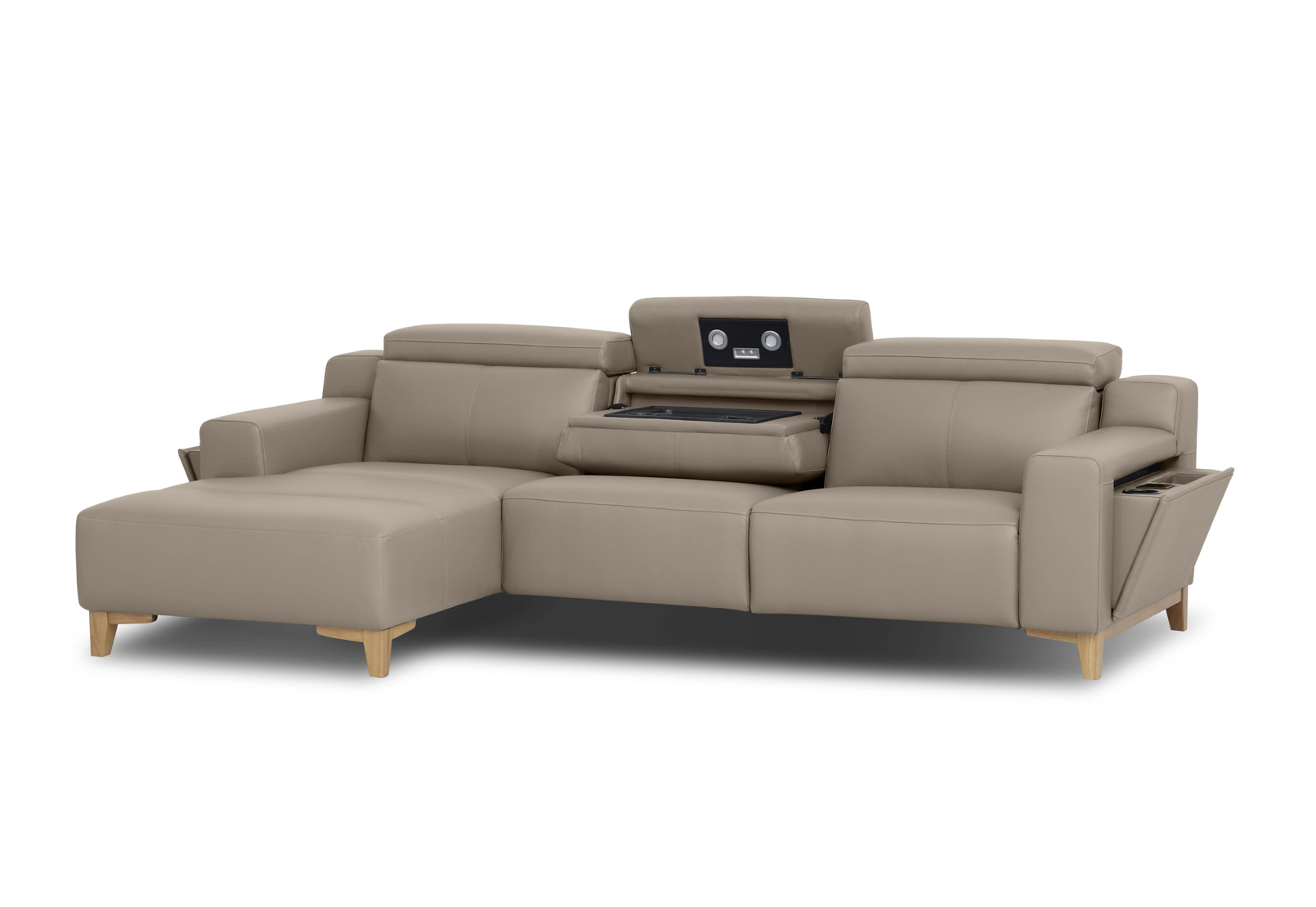 GAGE LEATHER 3S with Inbuilt Electric Recliner and LHF Chaise – image 4 of 5