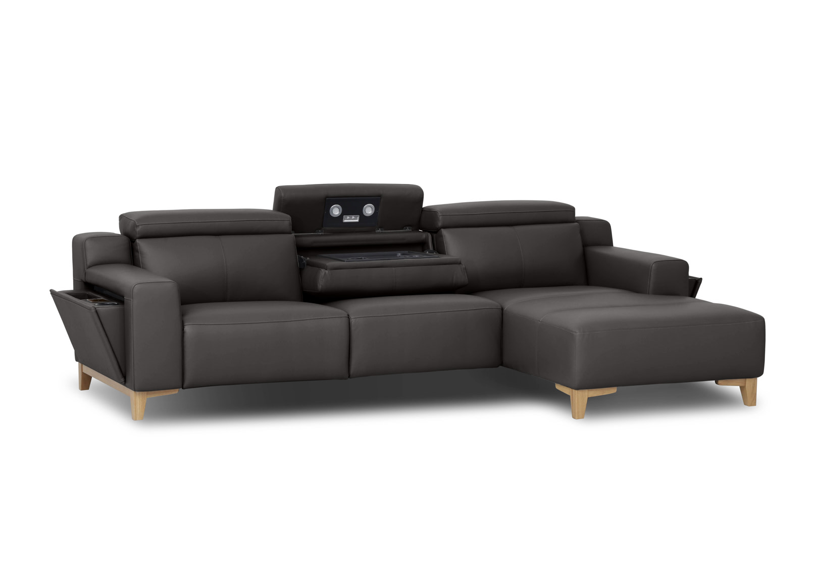 GAGE LEATHER 3S with Inbuilt Electric Recliner and RHF Chaise – image 4 of 5