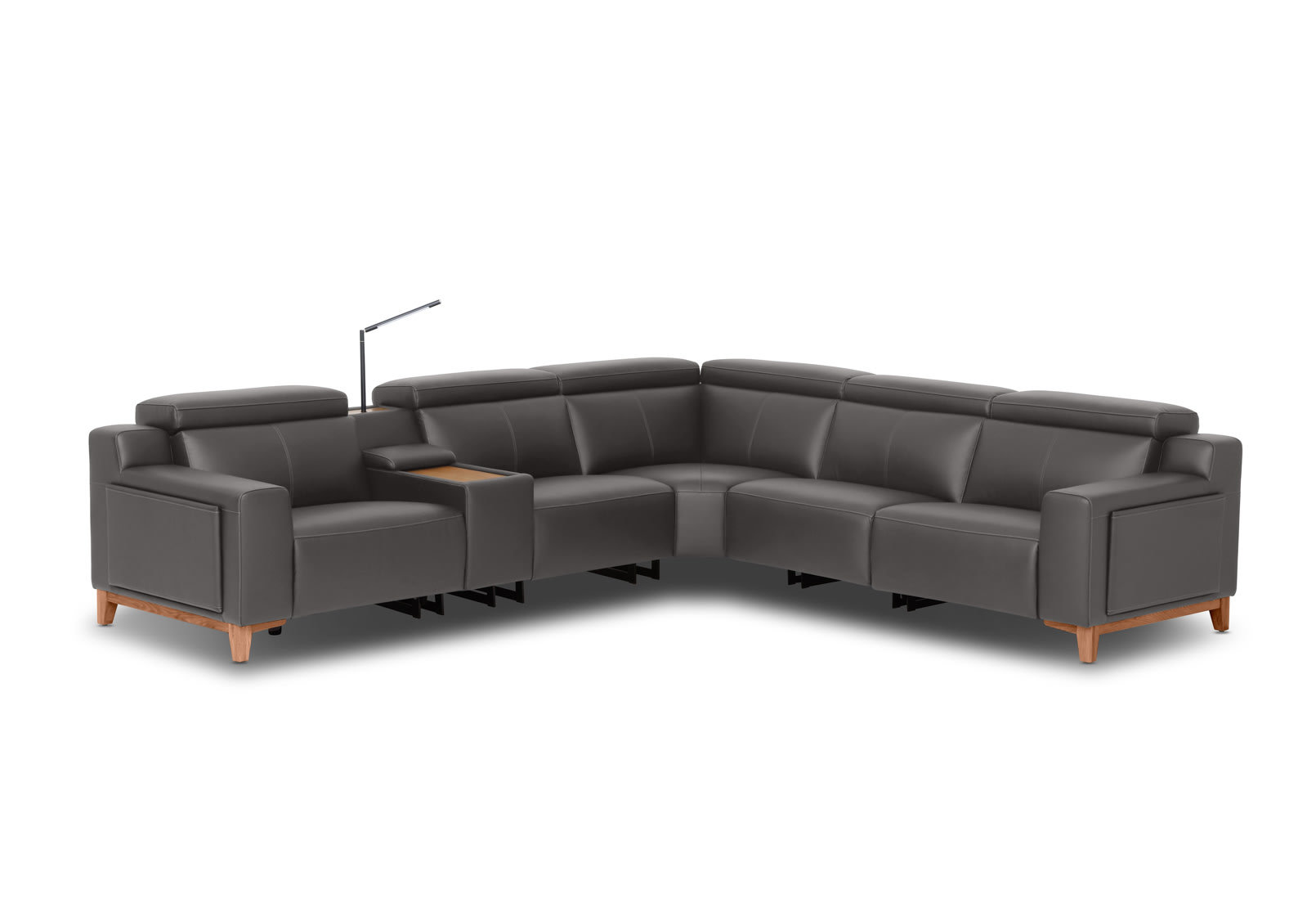 GAGE LEATHER Corner Lounge with 2 Inbuilt Electric Recliners – image 1 of 10