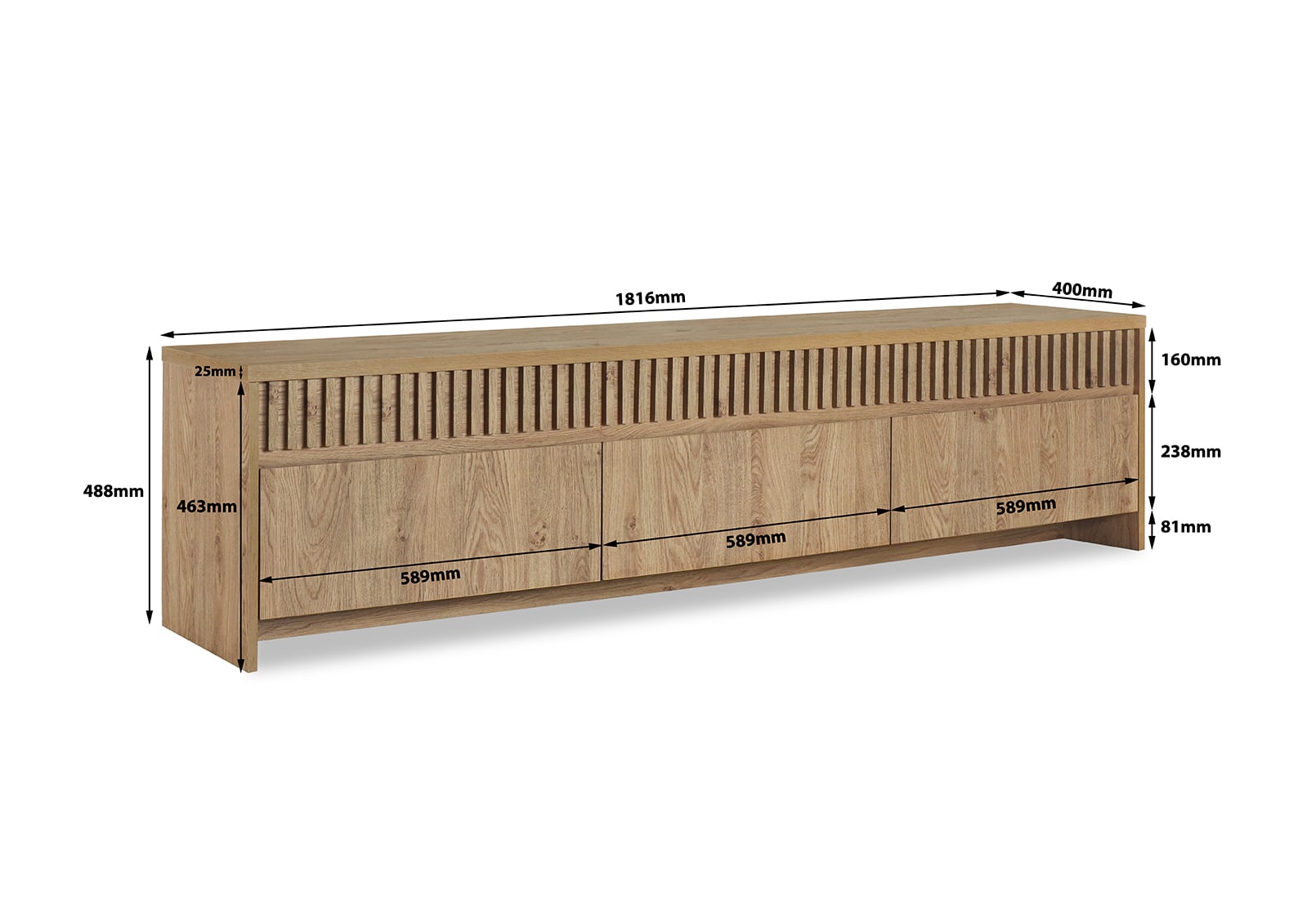 STEPHENSON 3 Drawer Entertainment Unit – image 7 of 8