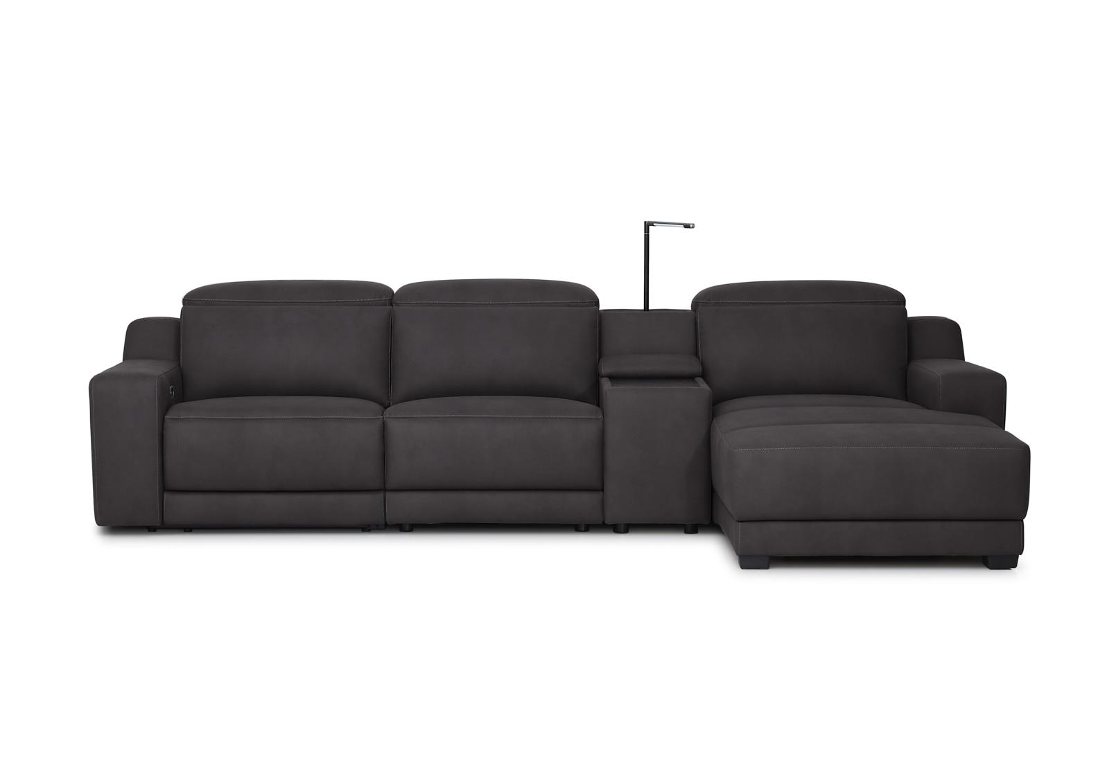 VANTRO FABRIC 3 Seater RHF Chaise with Console and Inbuilt Electric Recliner – image 2 of 9