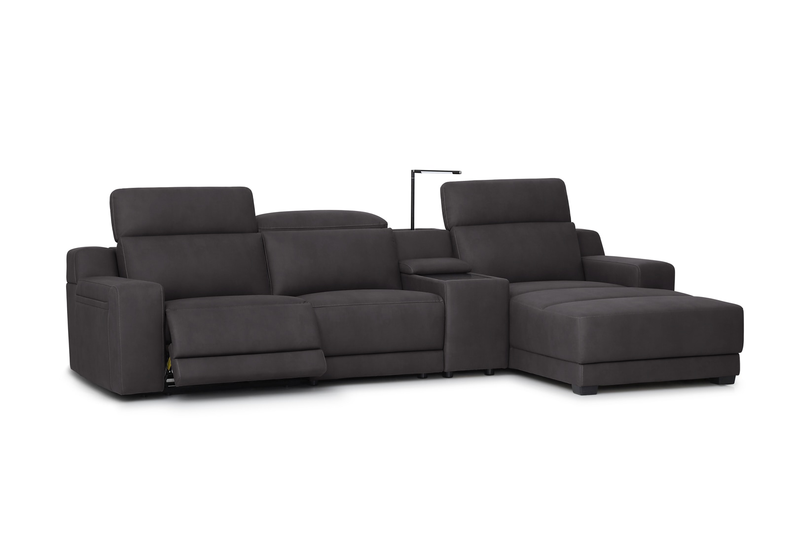 VANTRO FABRIC 3 Seater RHF Chaise with Console and Inbuilt Electric Recliner – image 4 of 9