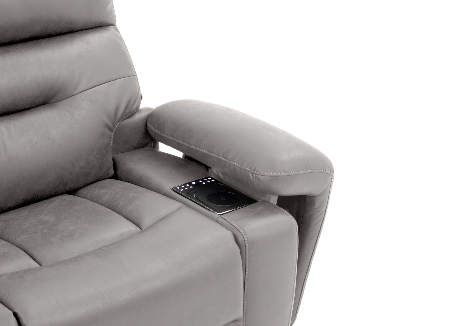 HOLLYWOOD 2 Seater w Electric Recliners Console MEDIA – image 27 of 38