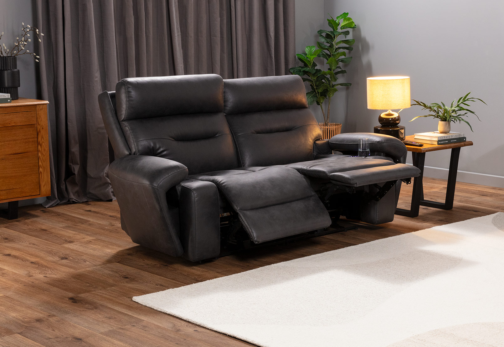 HOLLYWOOD FABRIC Media 2 Seater with Electric Recliners – image 1 of 73