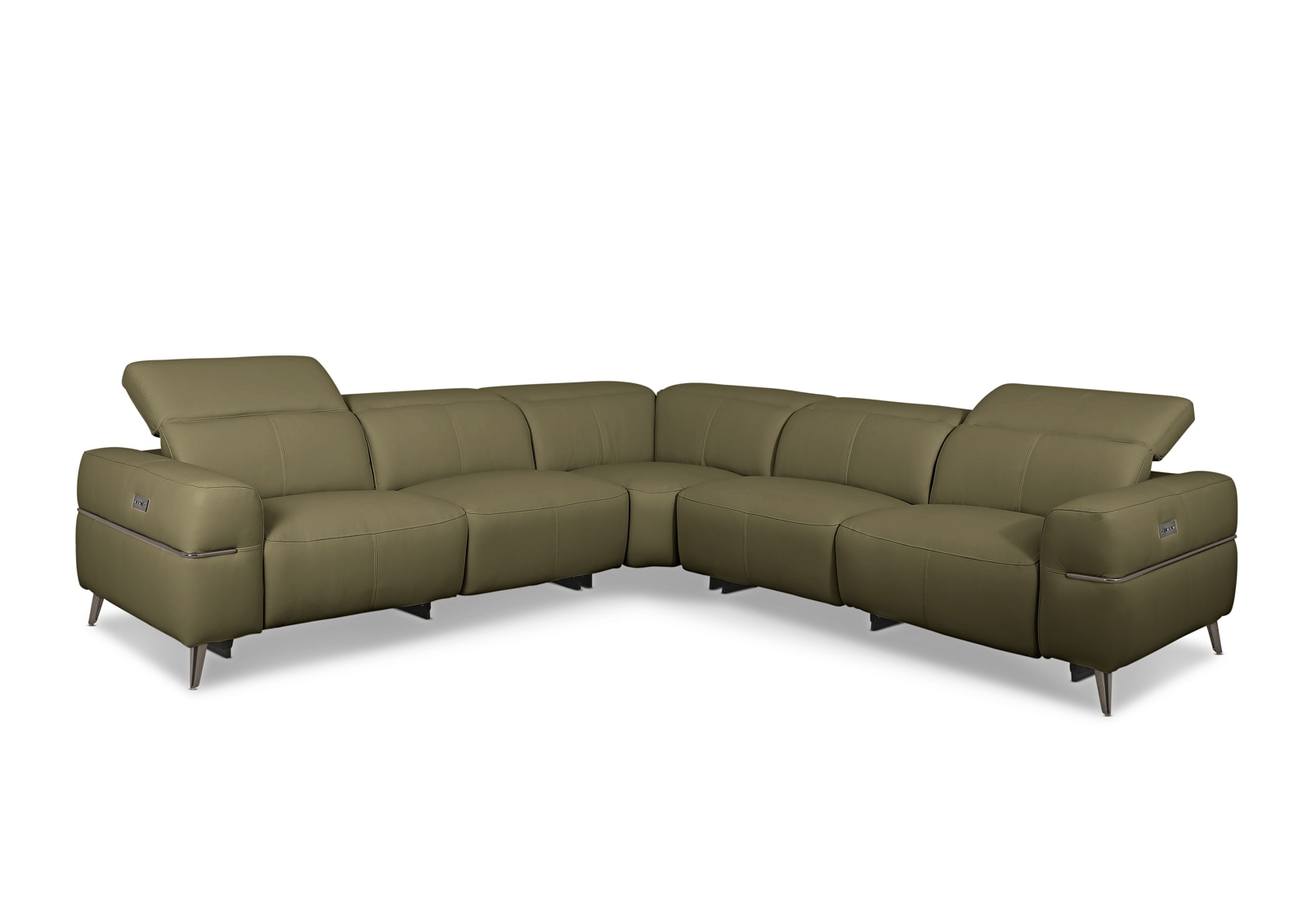 SERAFINI LEATHER Corner Lounge with 2 Inbuilt Electric Recliners – image 1 of 8