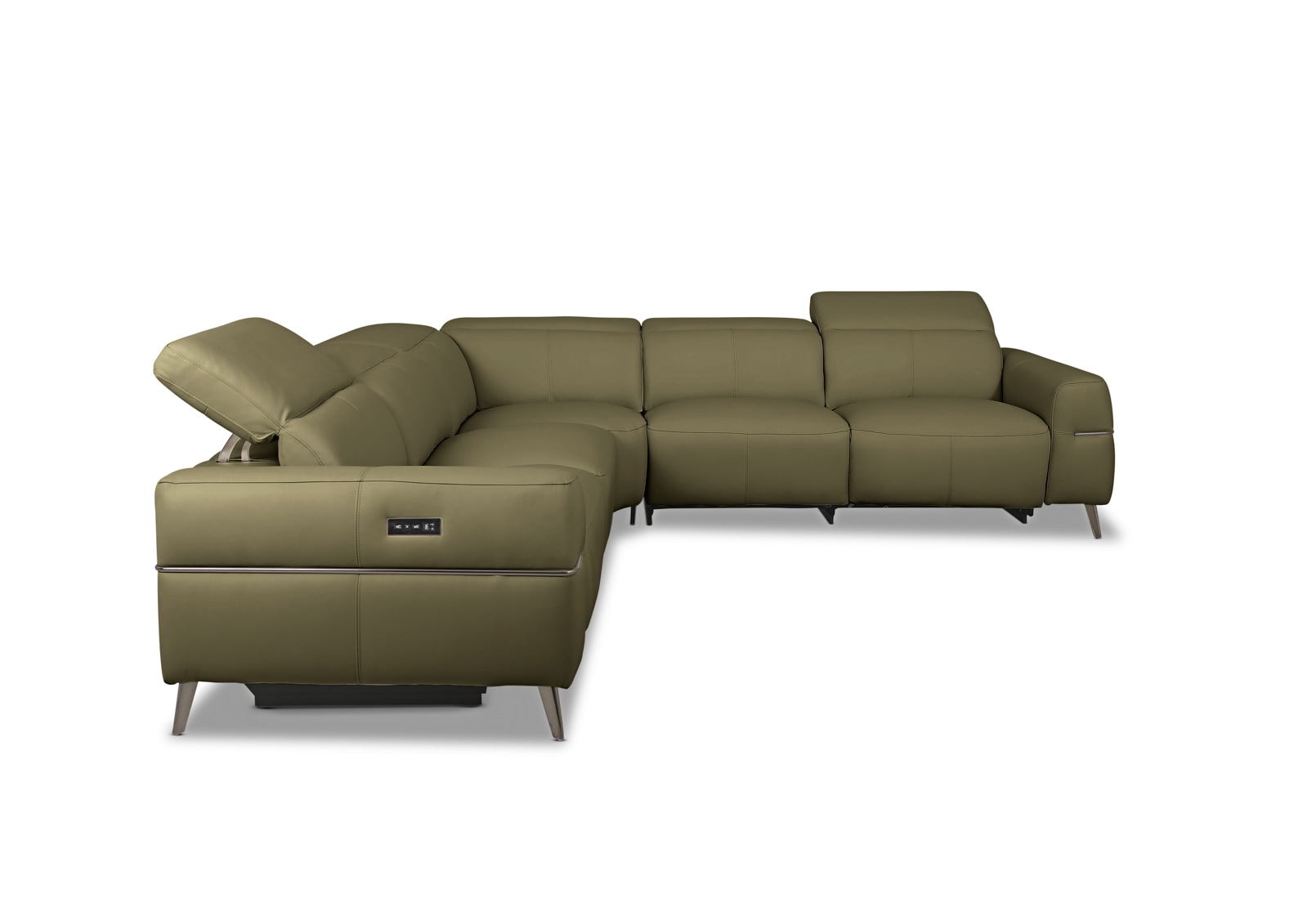 SERAFINI LEATHER Corner Lounge with 2 Inbuilt Electric Recliners – image 3 of 8