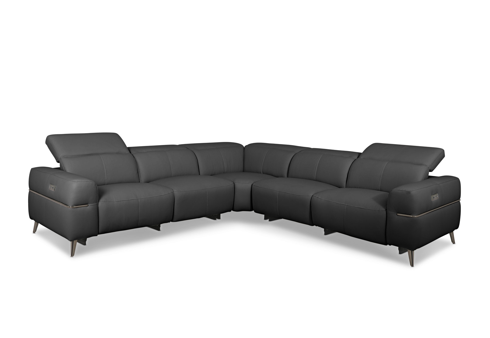 SERAFINI LEATHER Corner Lounge with 2 Inbuilt Electric Recliners – image 1 of 8