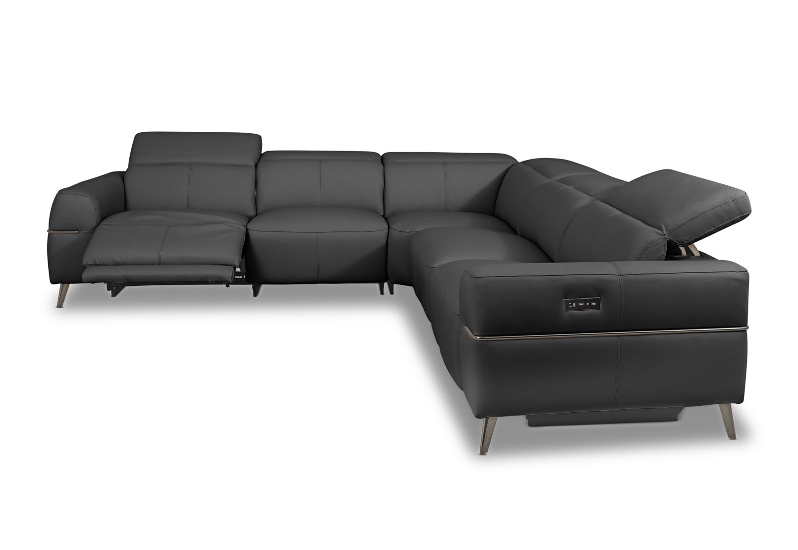 SERAFINI LEATHER Corner Lounge with 2 Inbuilt Electric Recliners – image 6 of 8