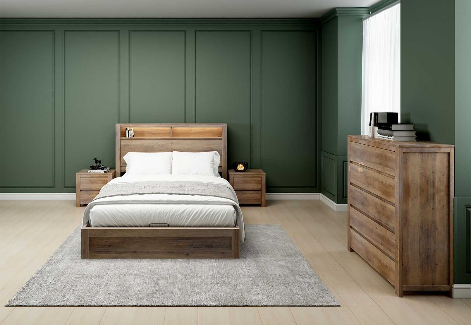 VALDA 4 Piece Queen Tall Chest Bedroom Suite – image 2 of 4