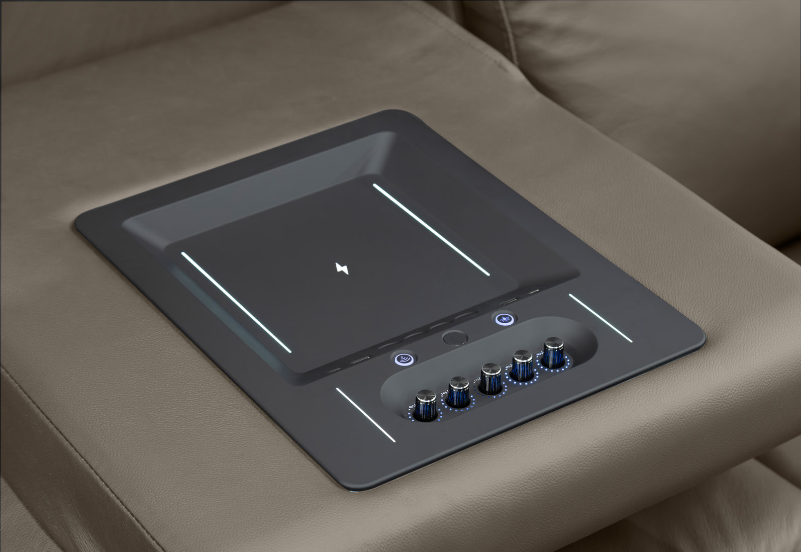 LAS VEGAS LEATHER Media 3 Seater Electric Recliner with Drop Down Table – image 29 of 33