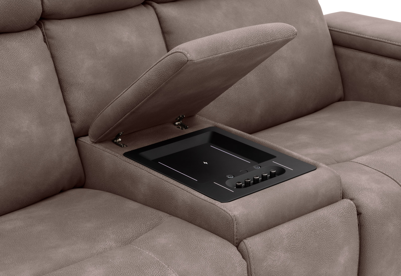 LAS VEGAS FABRIC Media 2 Seater Electric Recliner with Console – image 27 of 33