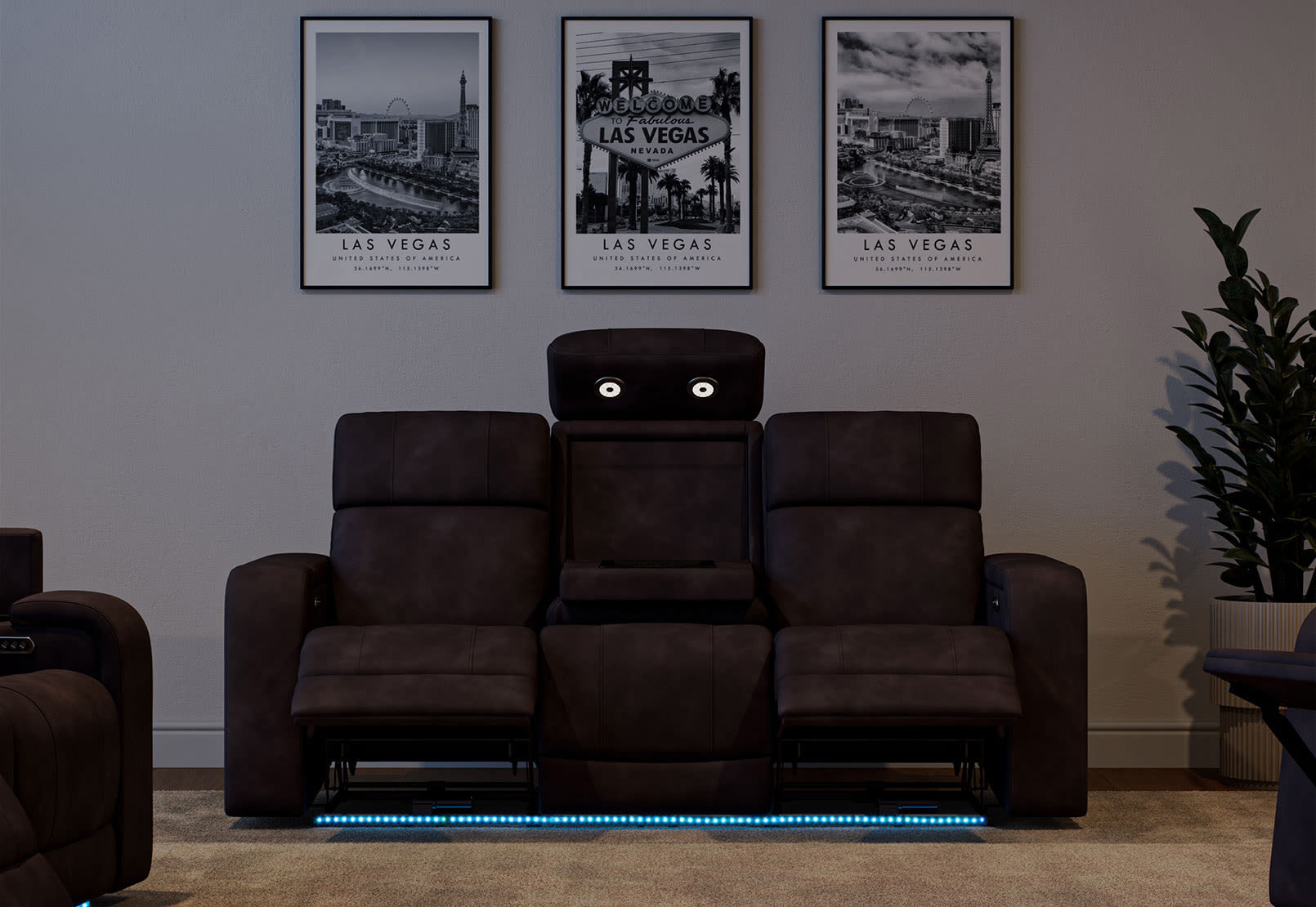 LAS VEGAS FABRIC Media 3 Seater Electric Recliner with Drop Down Table – image 40 of 40