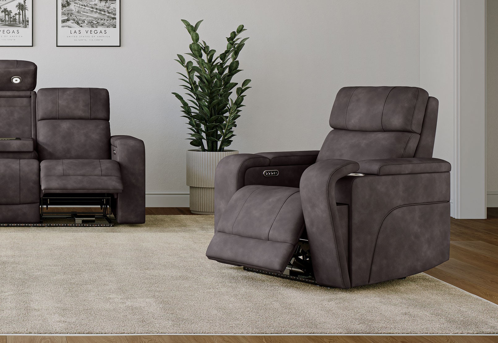 LAS VEGAS FABRIC Media Electric Recliner – image 1 of 34