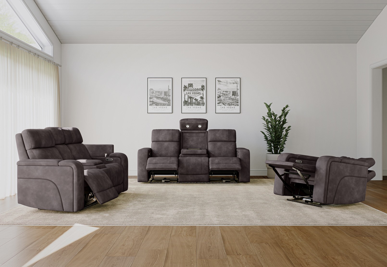 LAS VEGAS FABRIC Media Electric Recliner – image 32 of 34