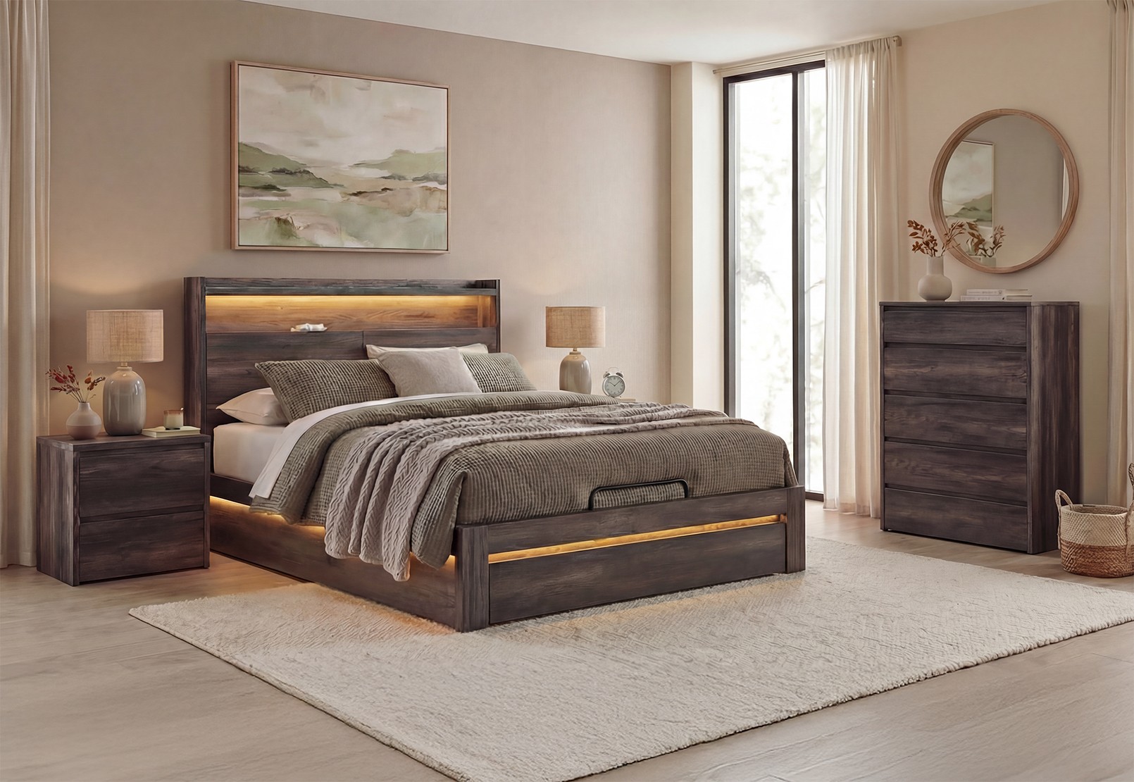 VESPERA 4 Piece Queen Tall Chest Bedroom Suite – image 1 of 5